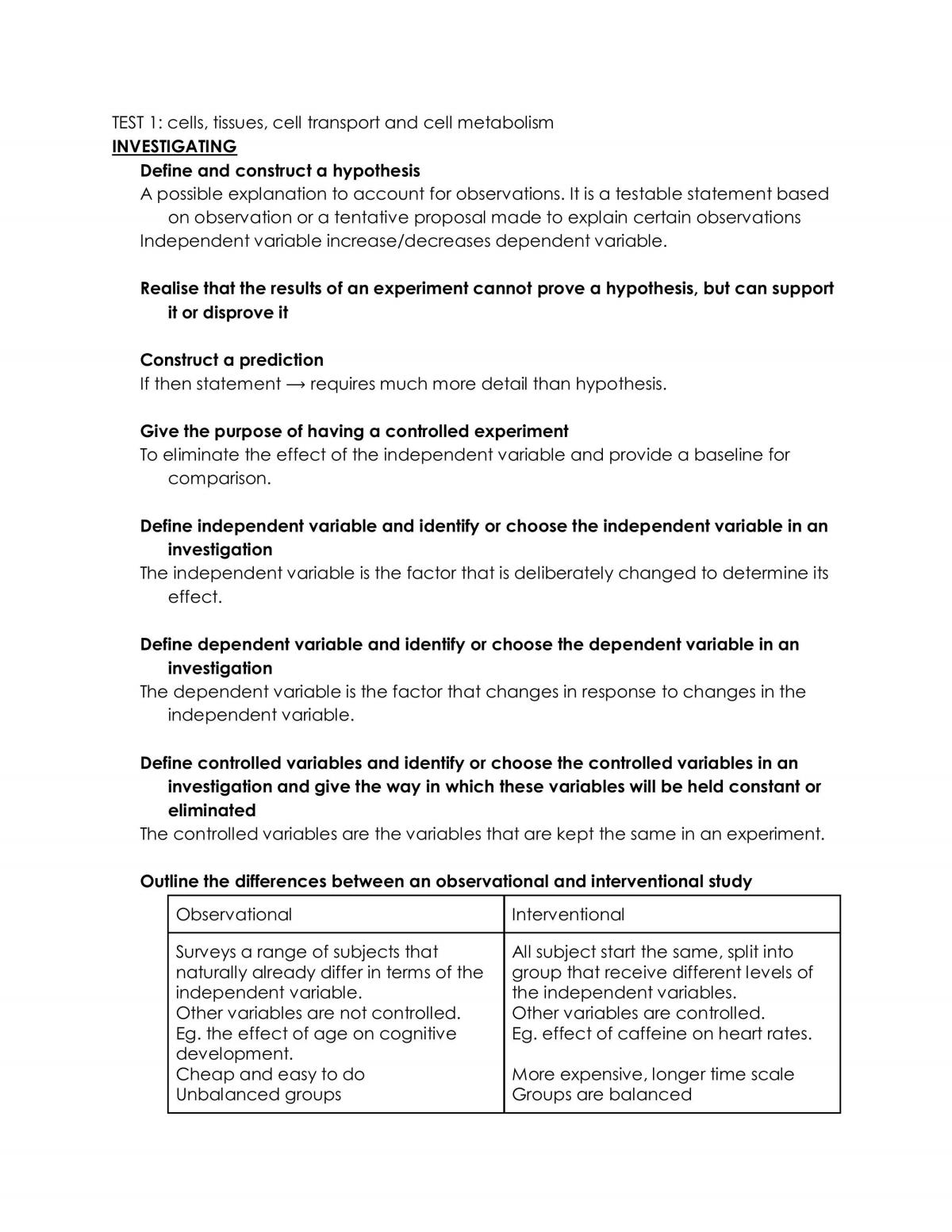 Biology Cells Notes - Page 1