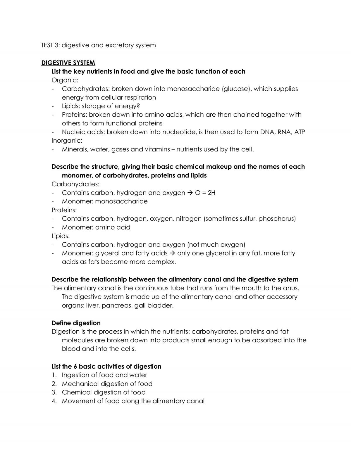 Human Biology System Notes 2 - Page 1