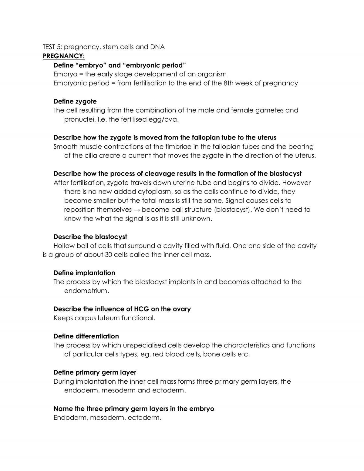 Human Biology Notes - Page 1