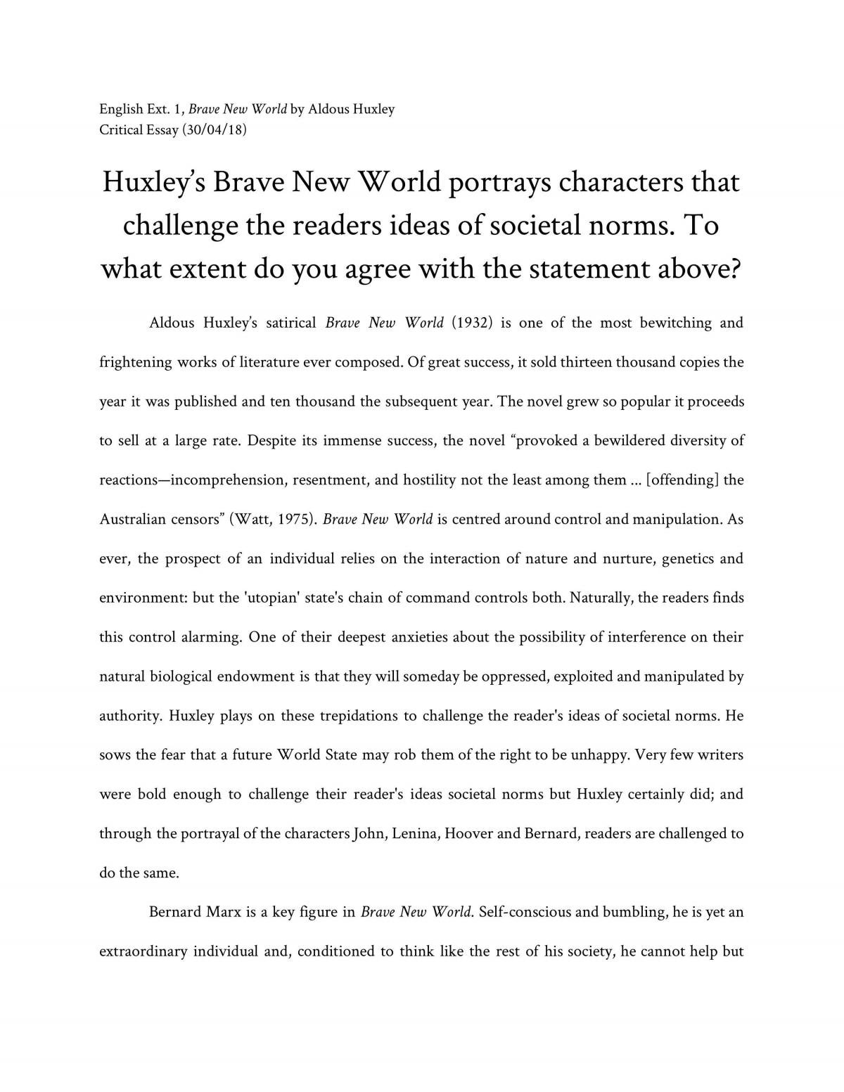 essays on brave new world