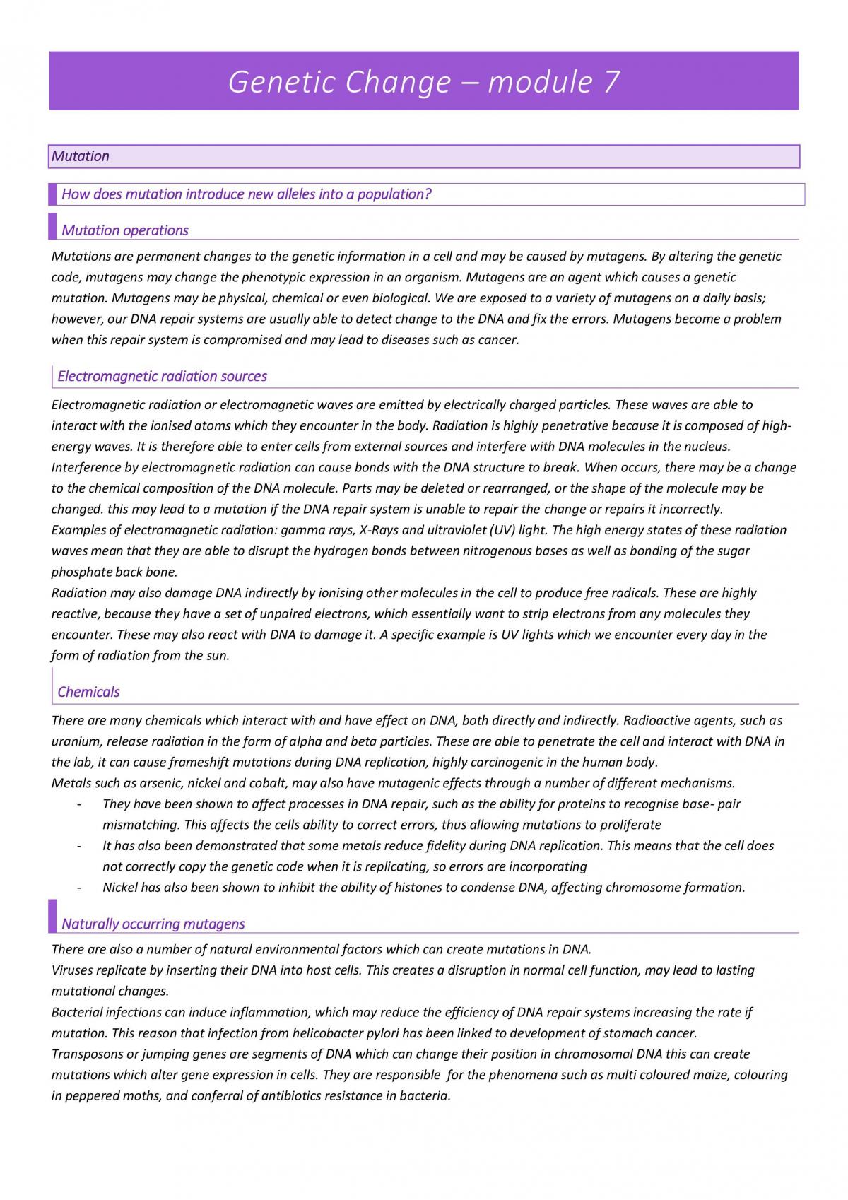 Genetic change notes - Page 1