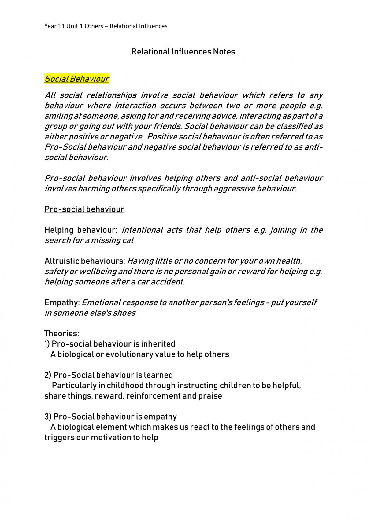 Relational Influences Notes - Page 1