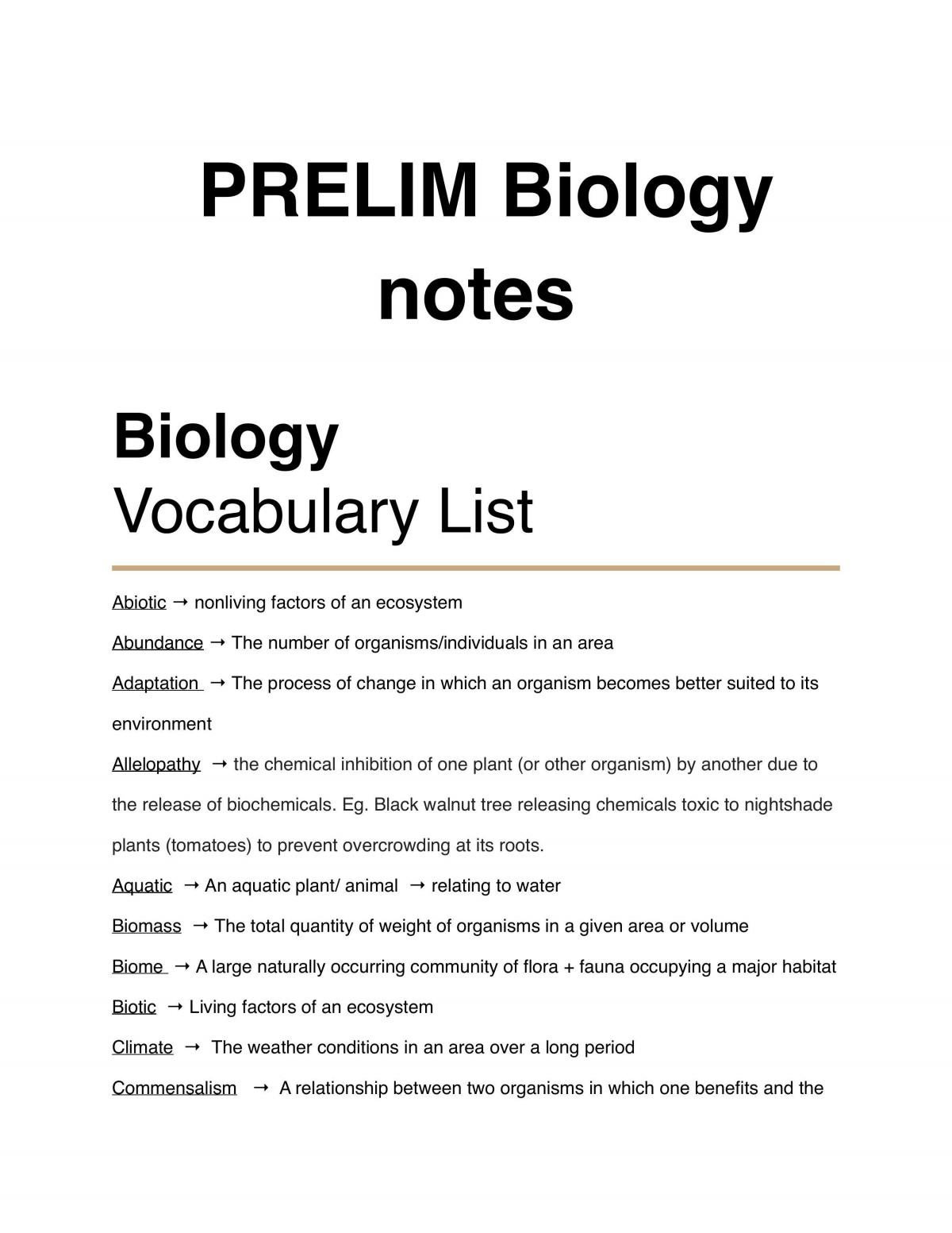 Prelim Biology Notes - Page 1