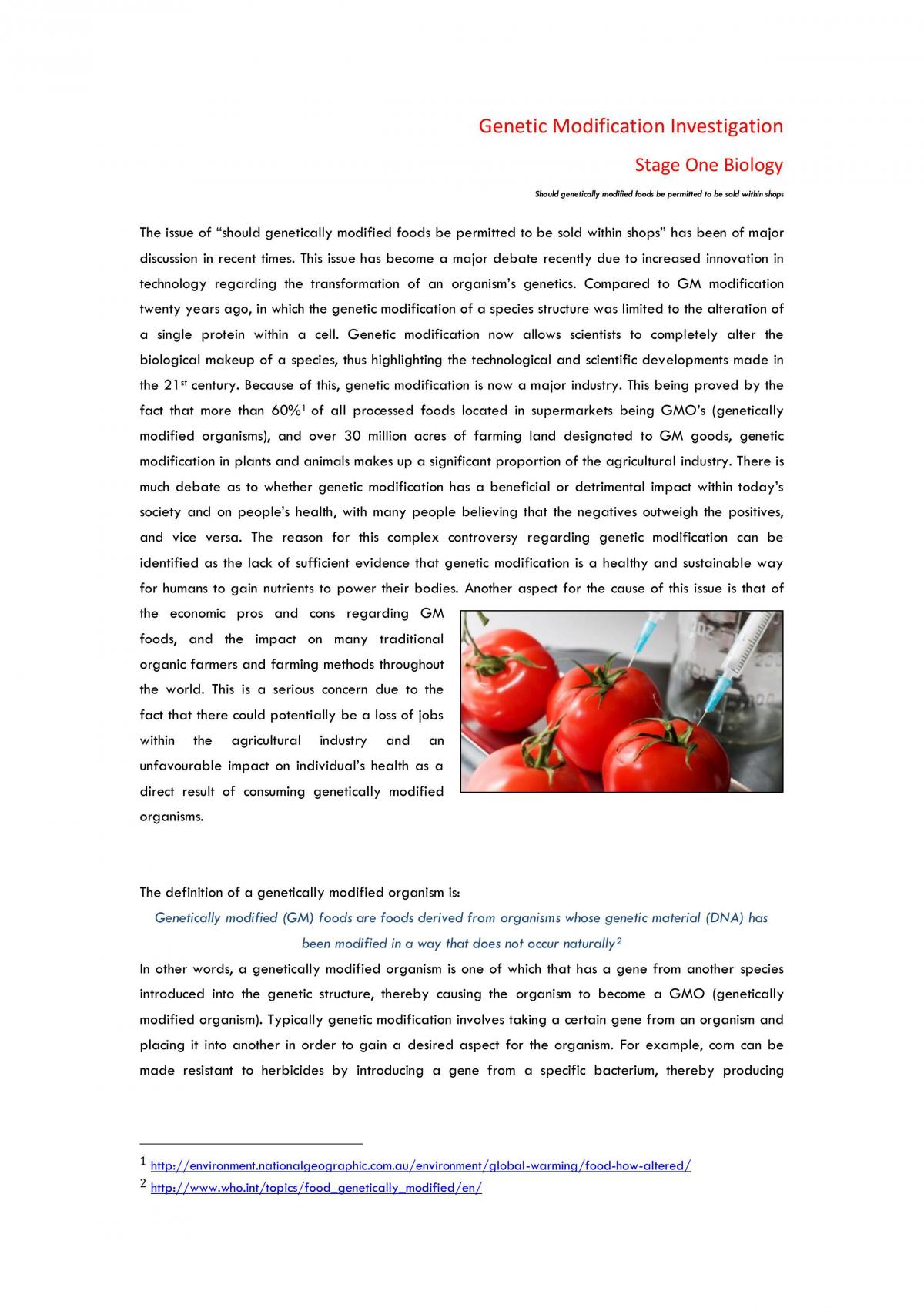 Genetic Modification Investigation - Page 1