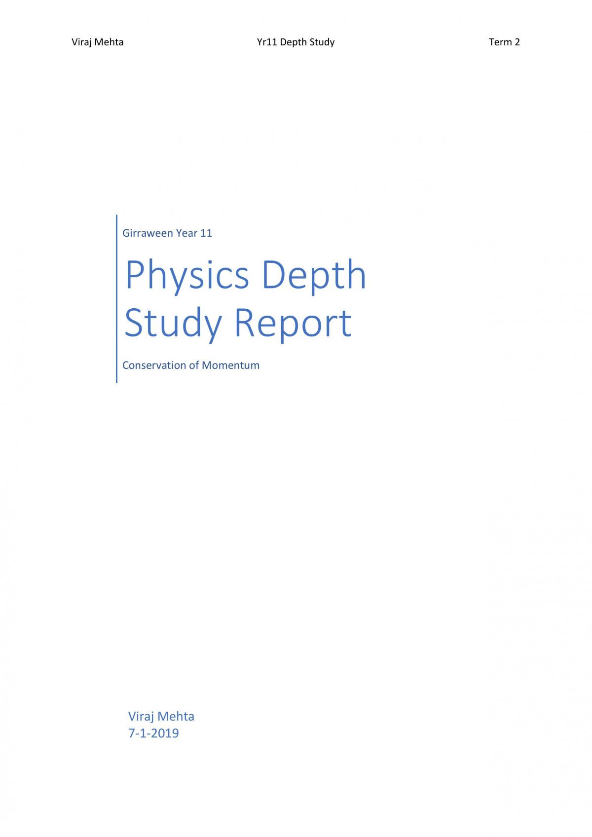 Physics Momentum depth study Year 11 - Page 1