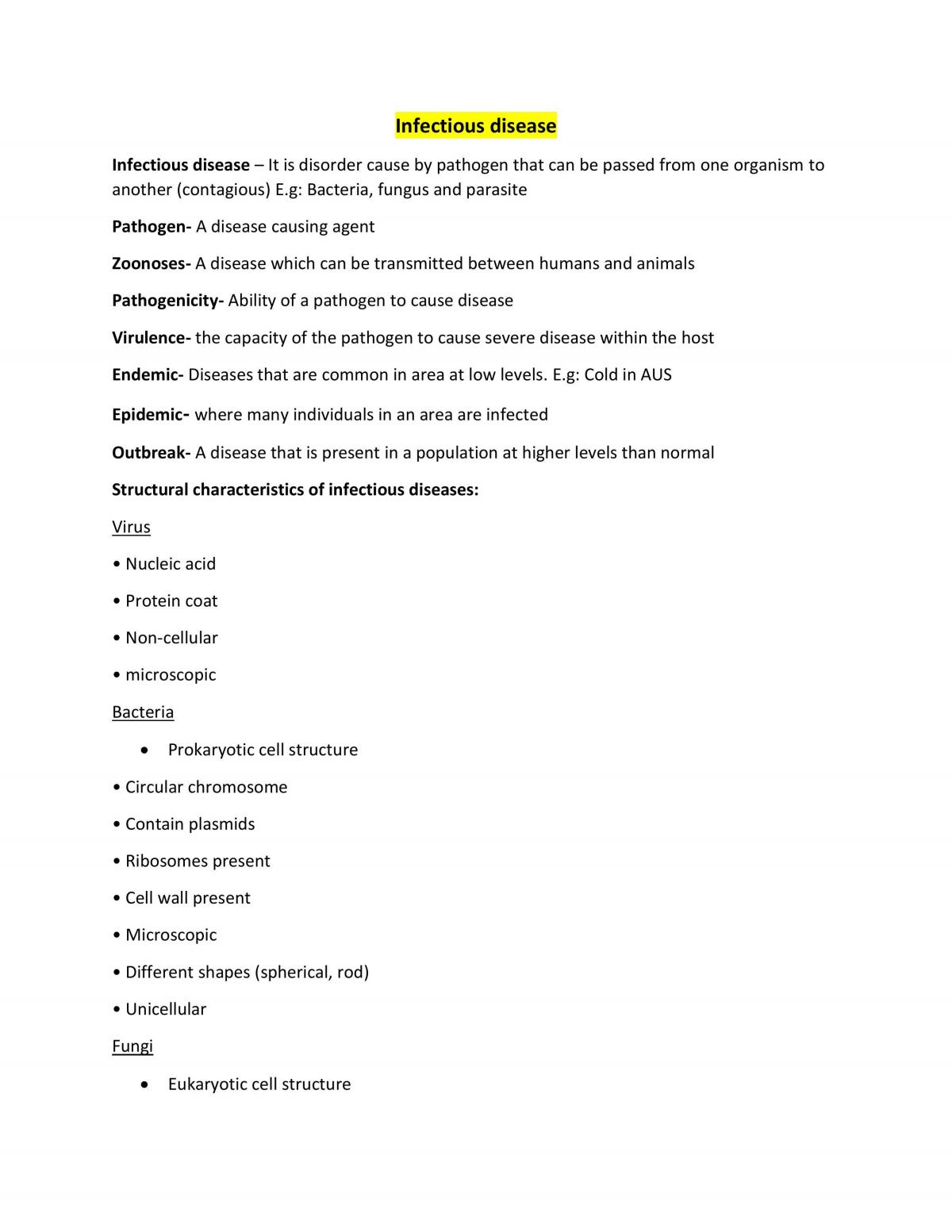 Infectious Disease Notes - Page 1