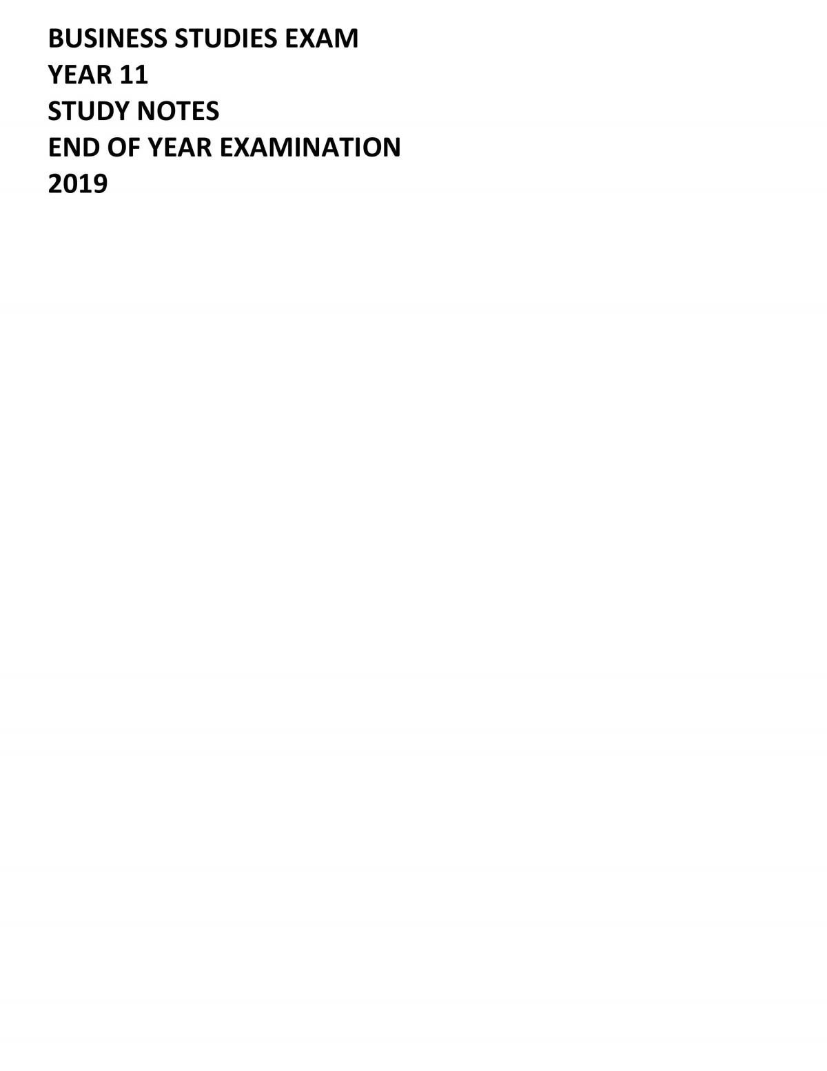 Business Studies Complete Study Notes - Page 1