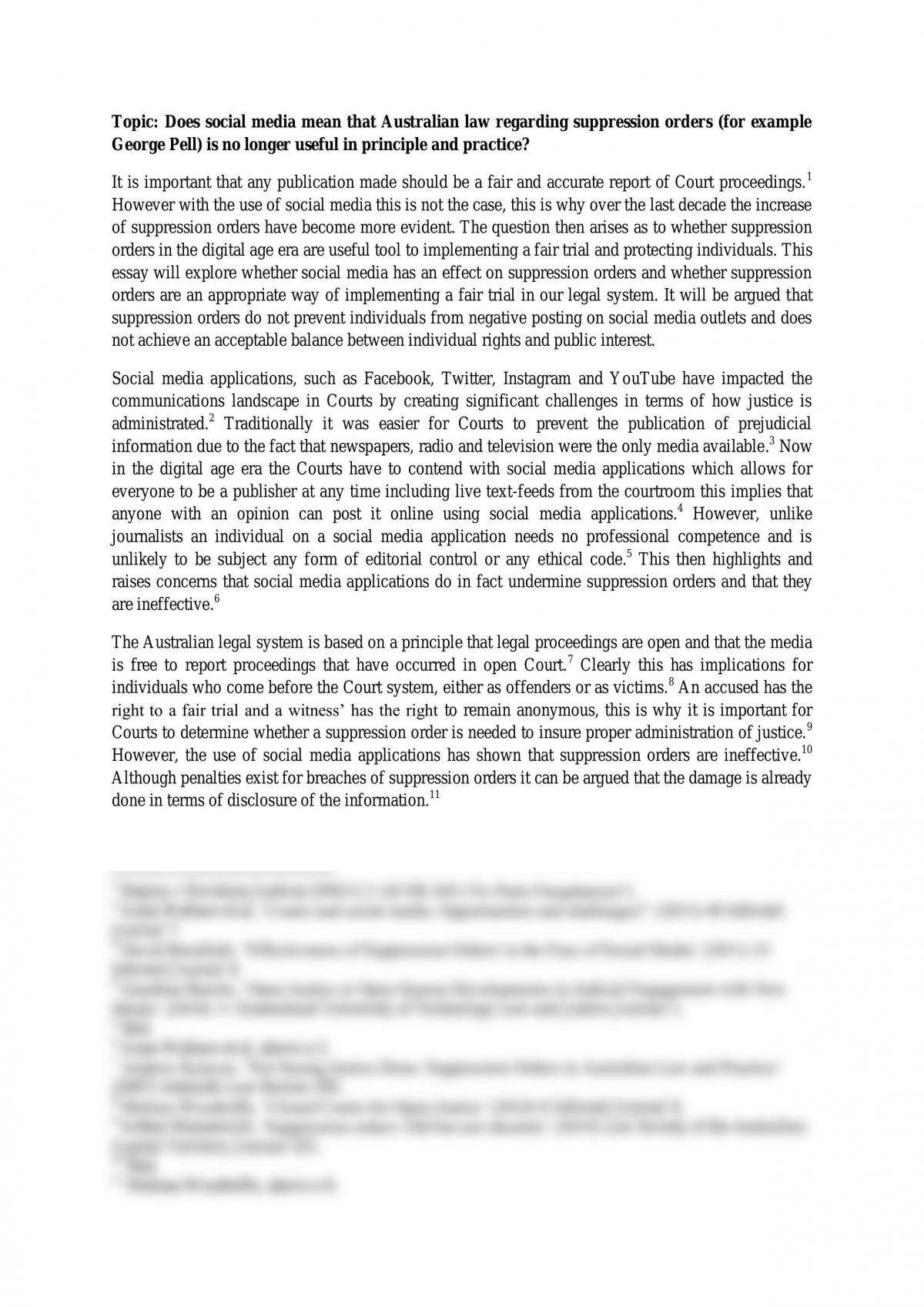 Essay on Suppression Orders - Page 1