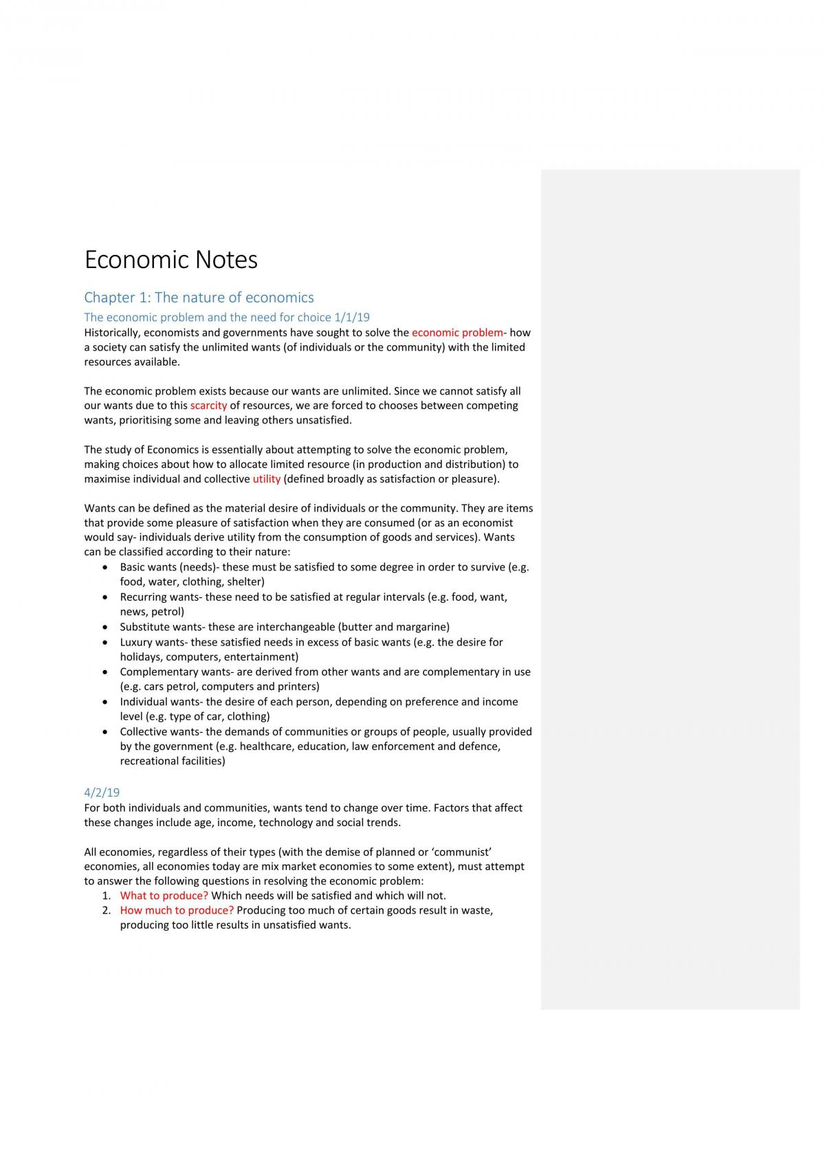 Economics Notes - Page 1
