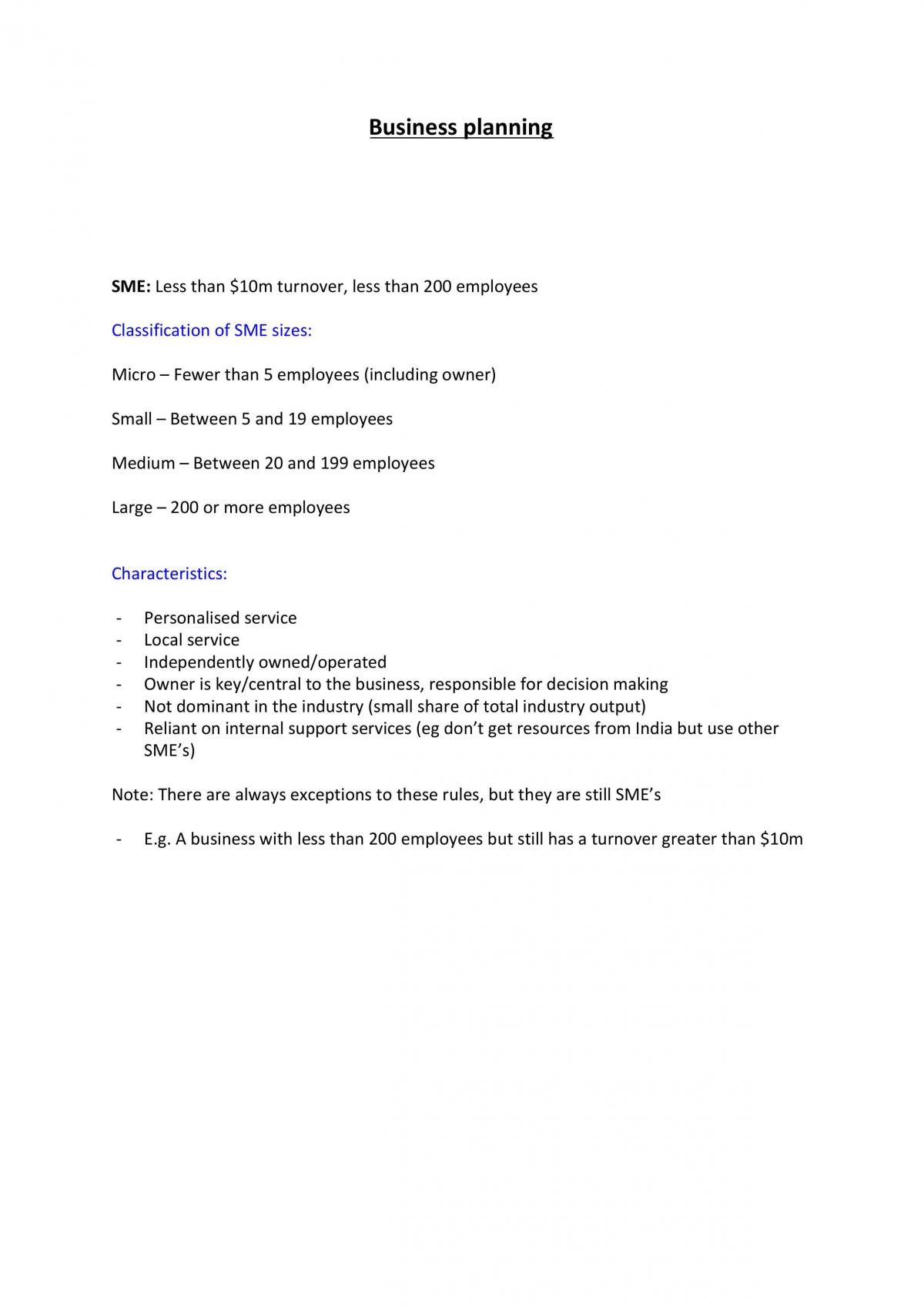Complete Study Notes of Topic 2 - Business Planning - Page 1