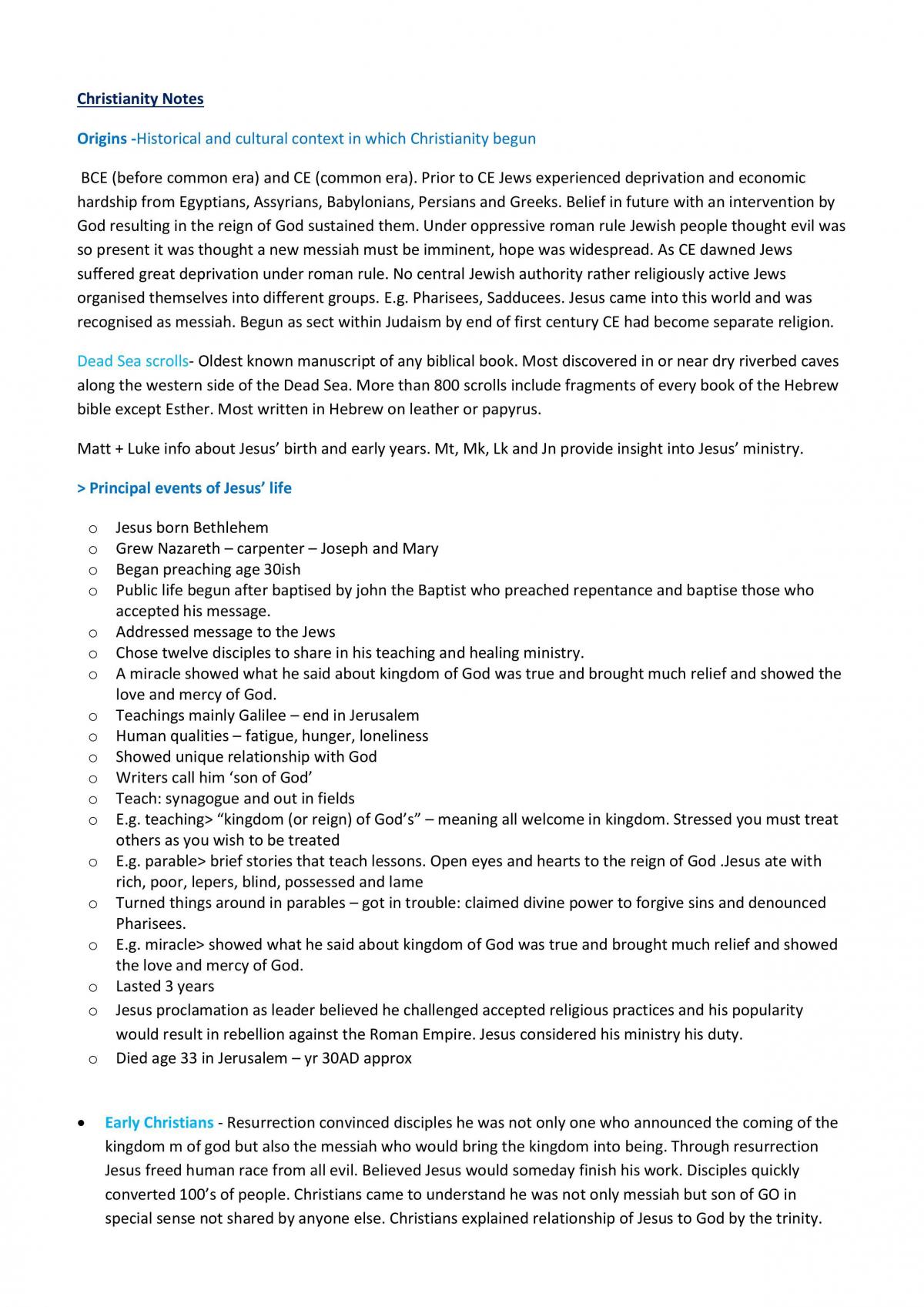 Complete Christianity Notes to the syllabus - Page 1