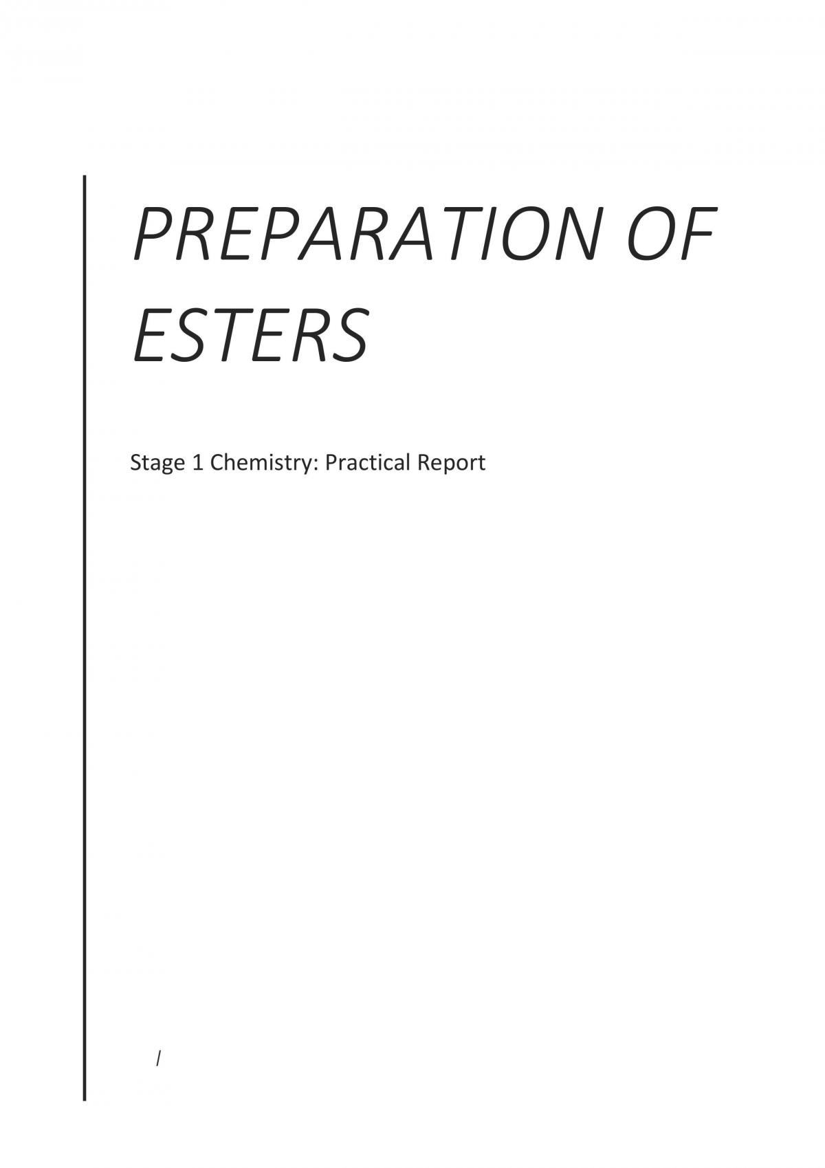 Chemistry Practical Report  - Page 1