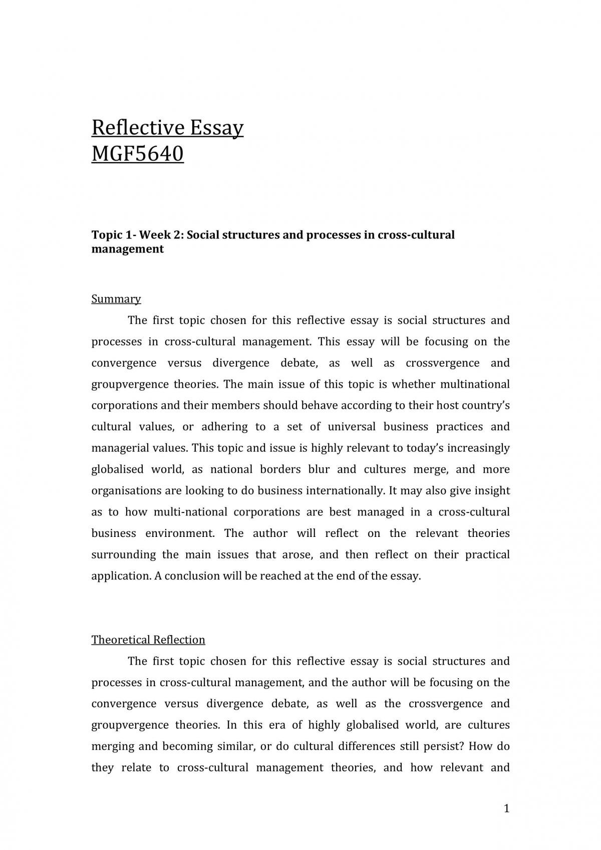 MGF5640 Reflective Essay - Page 1