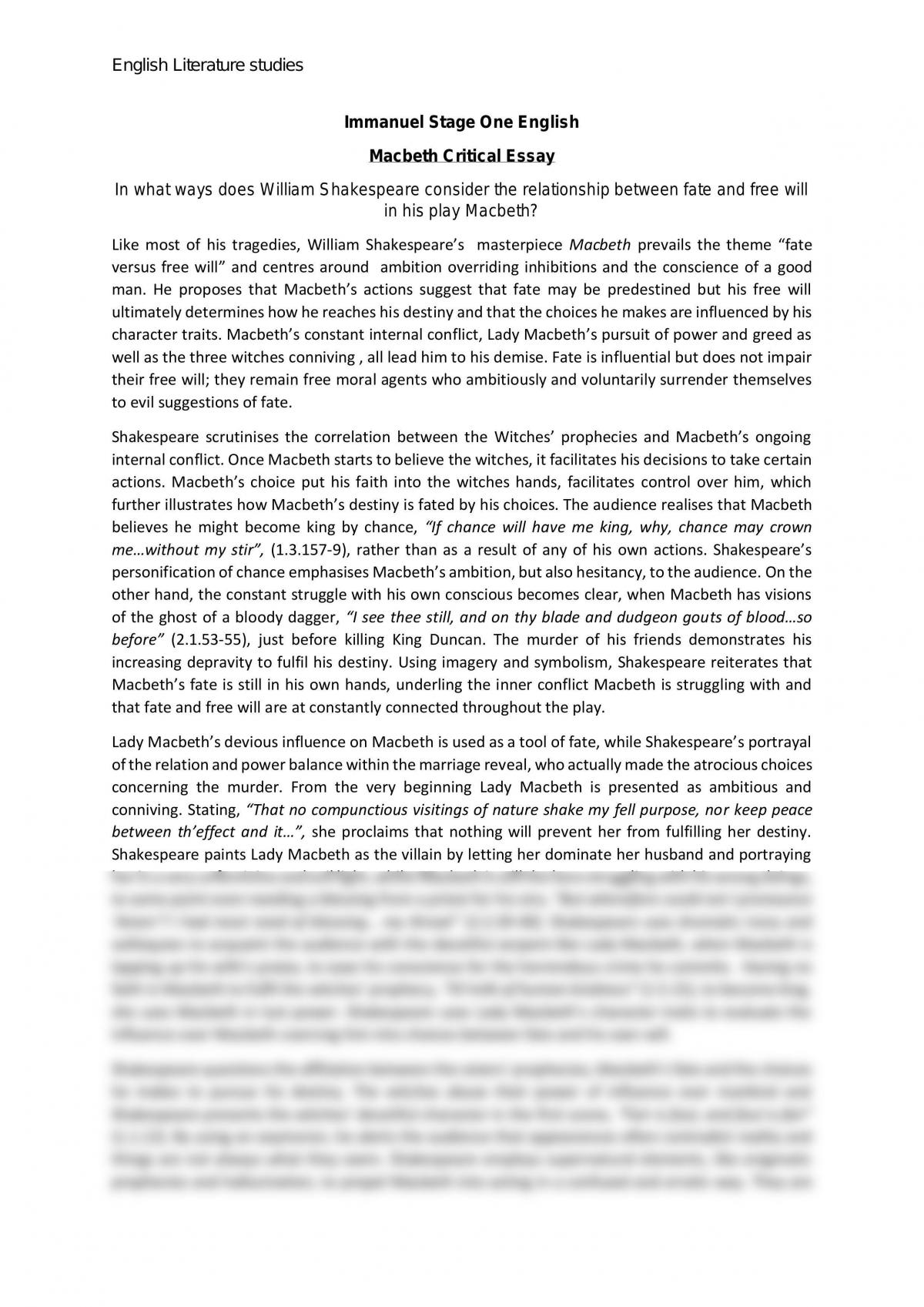 critical essays on macbeth pdf