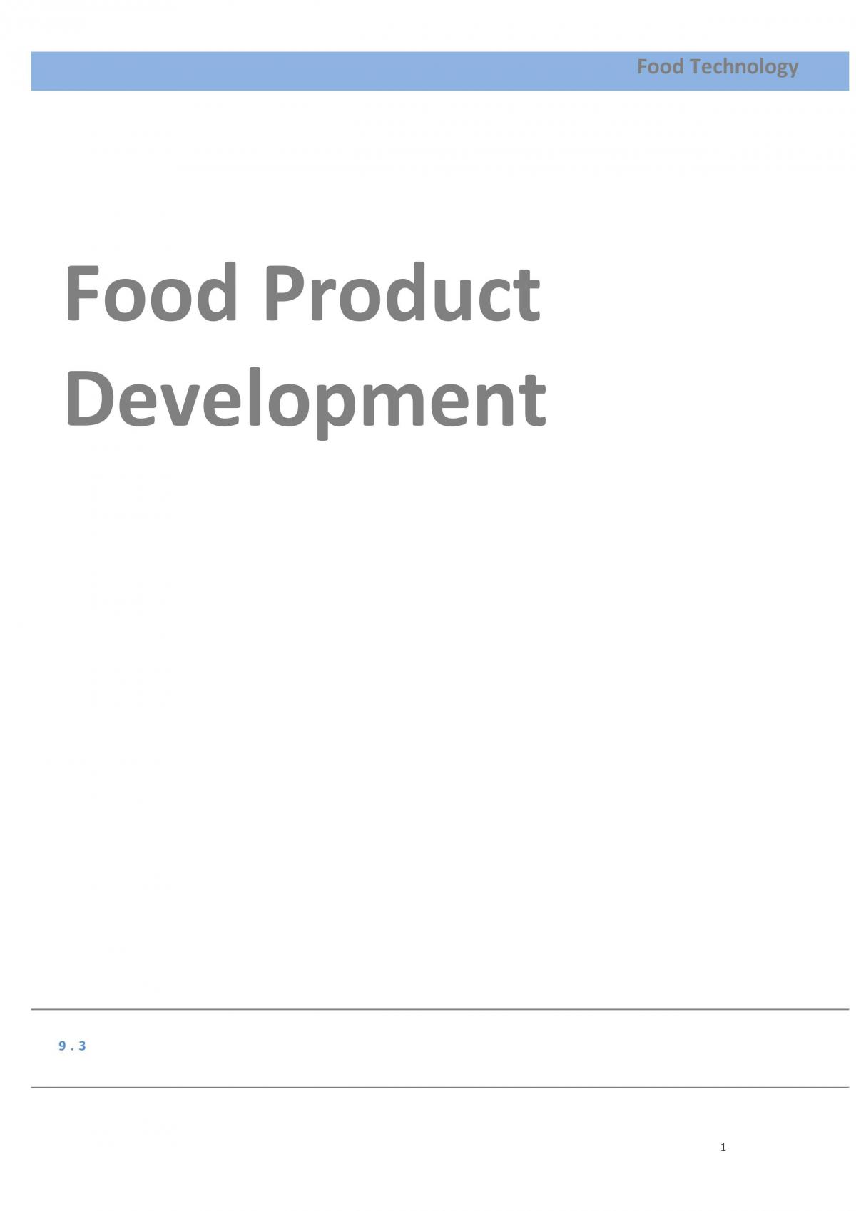 food product development case study