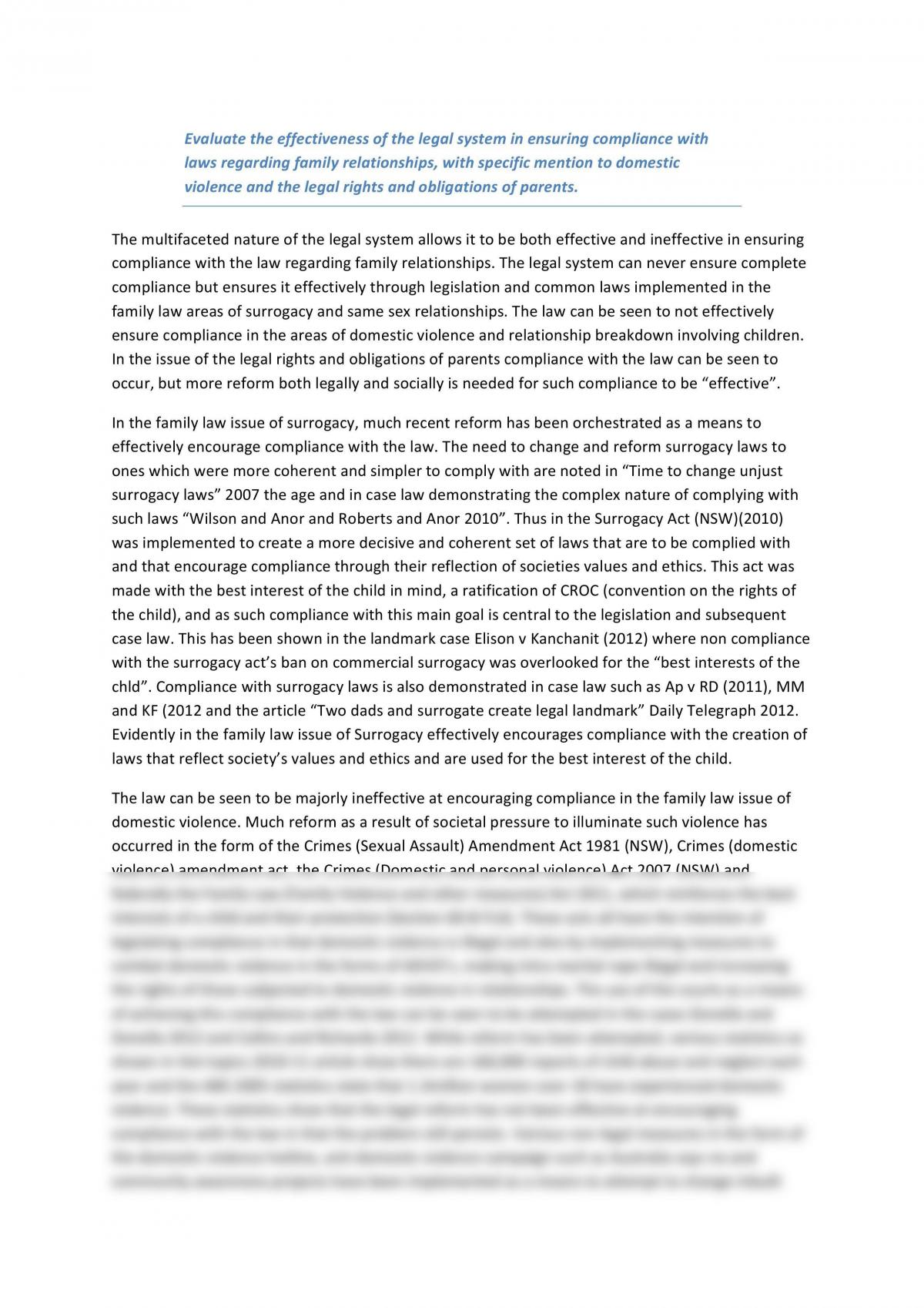 Family Law band 6 essay - Page 1