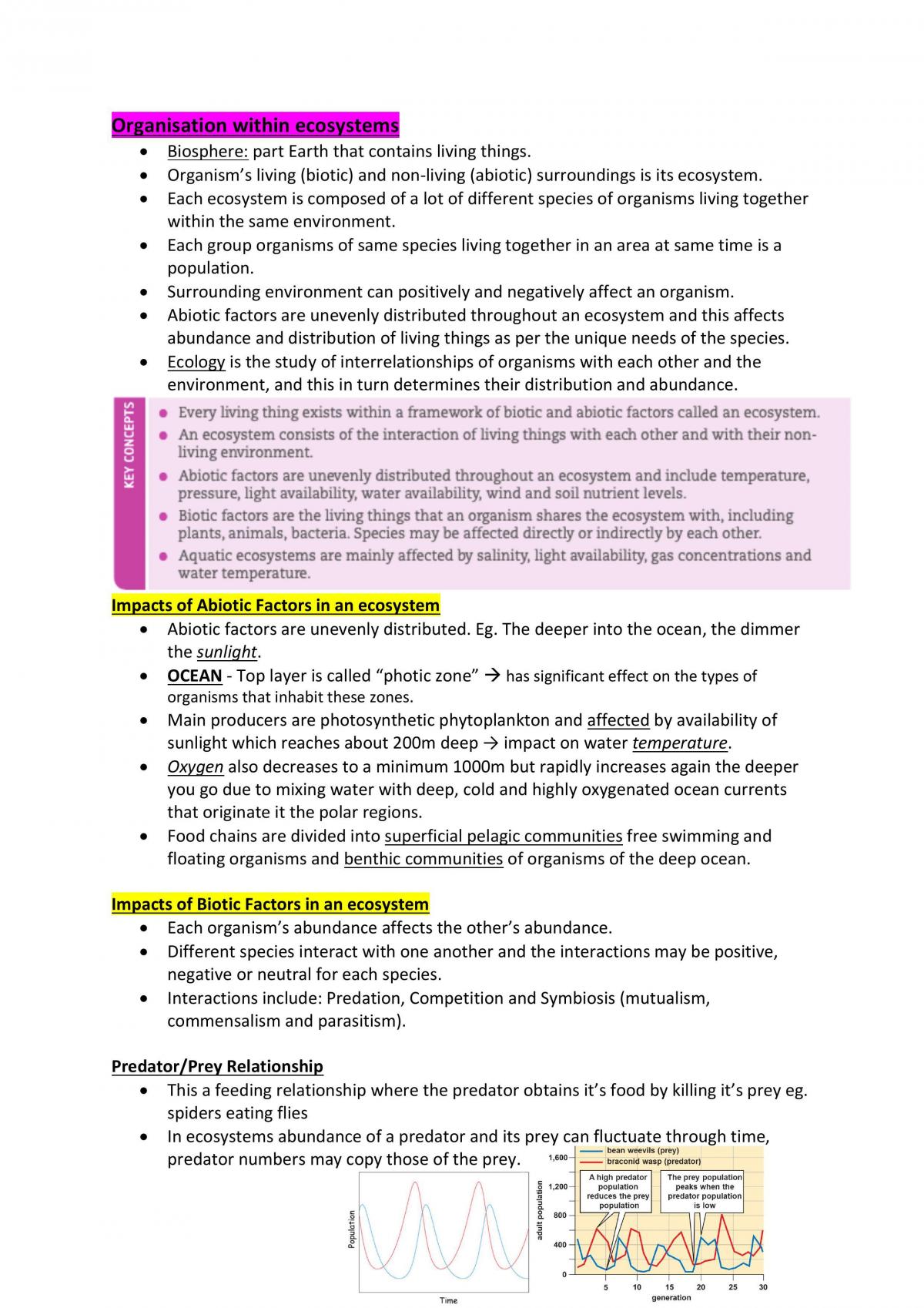 Organisation Within Ecosystems - Bio Yr 11  - Page 1