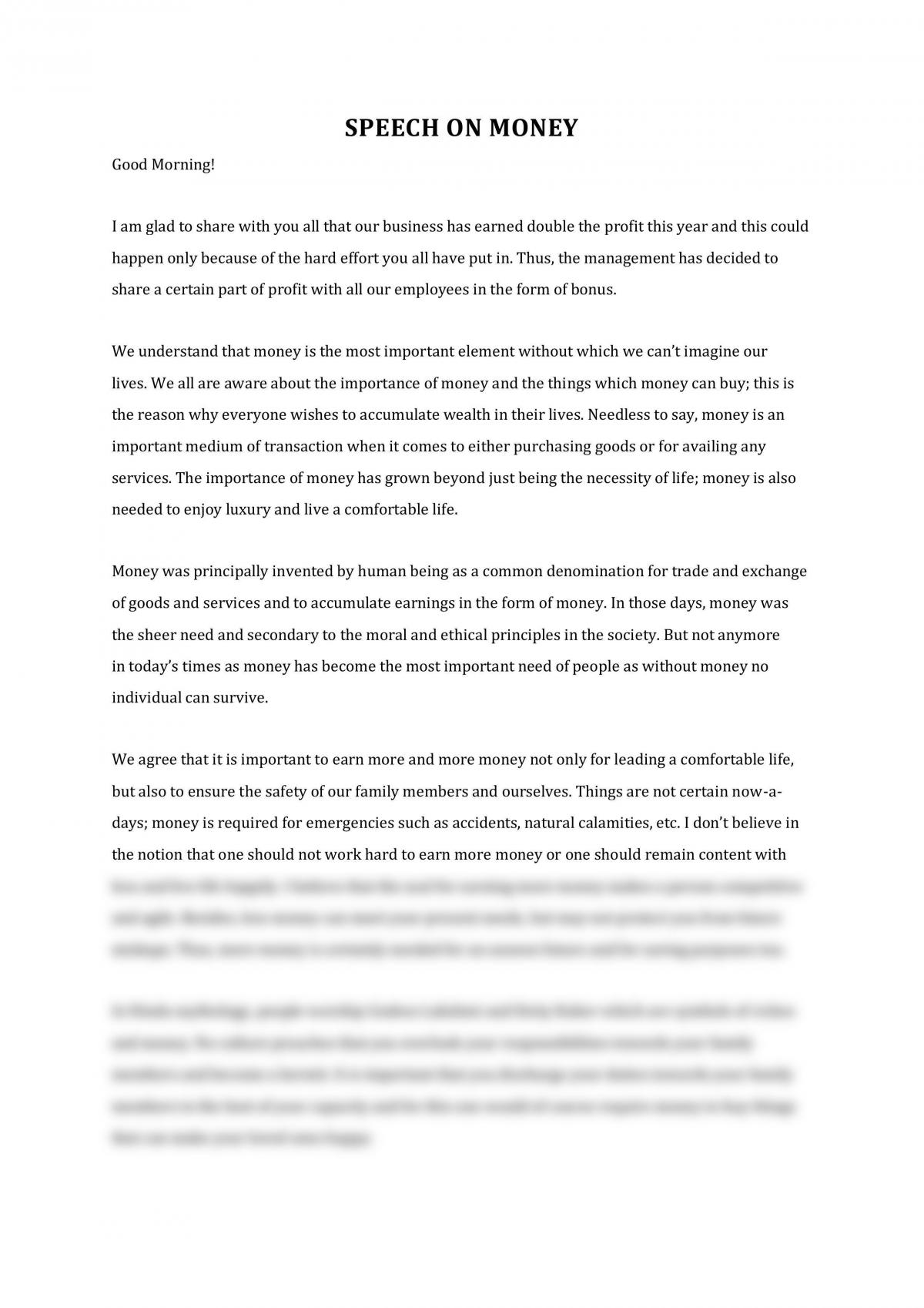 essay about making money