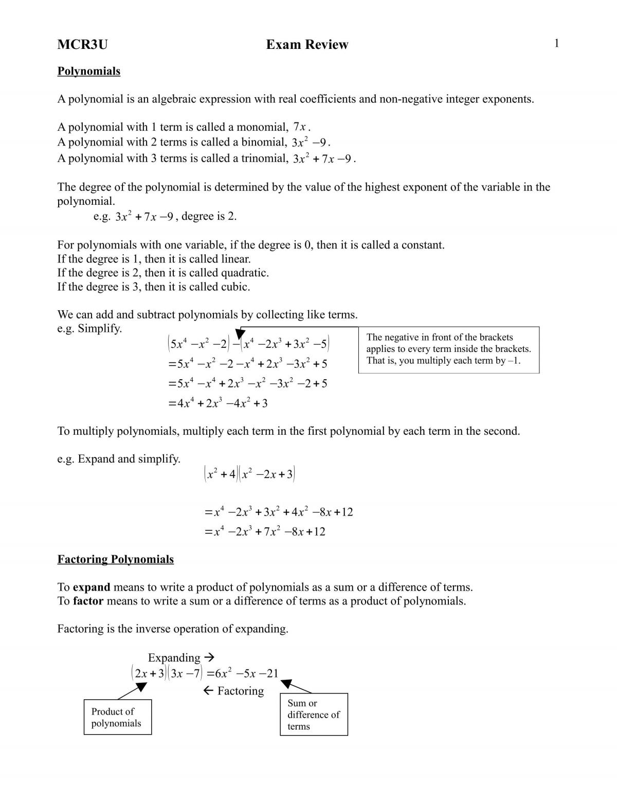 Math Notes polynomials  - Page 1