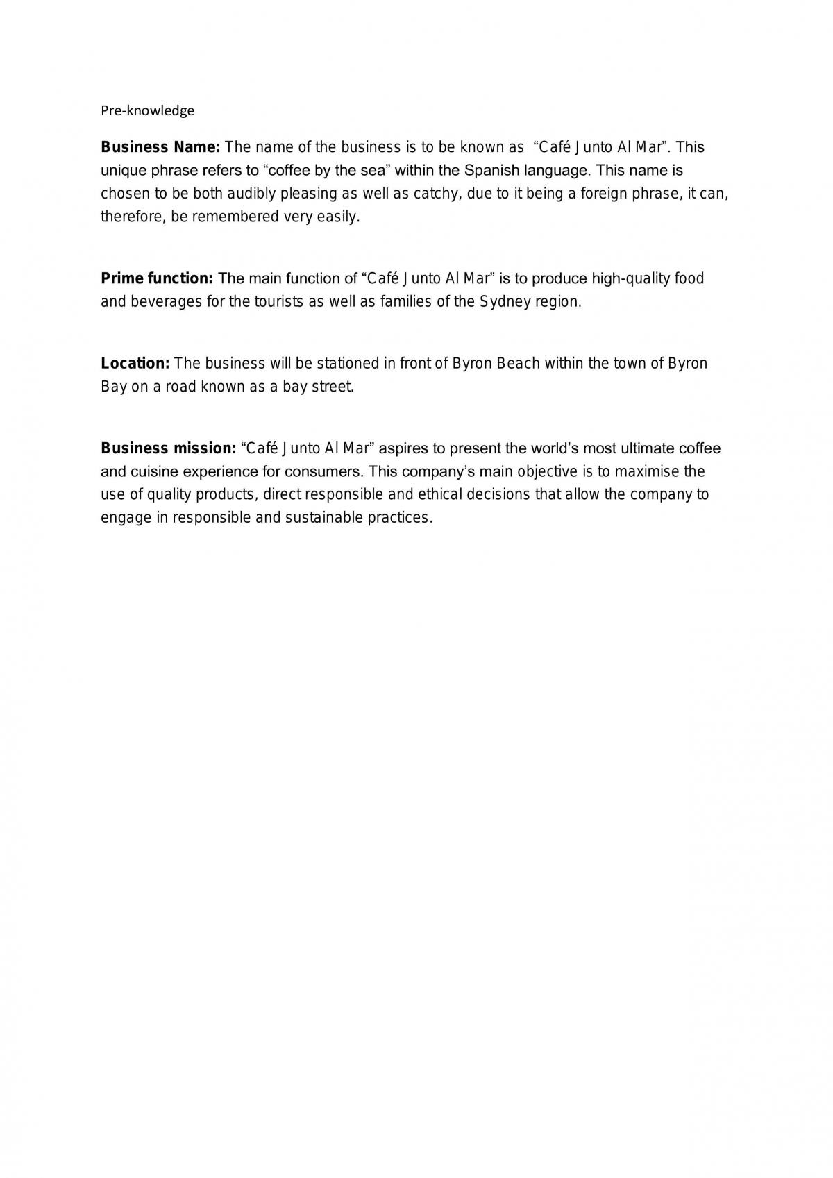 Business Plan - Page 1