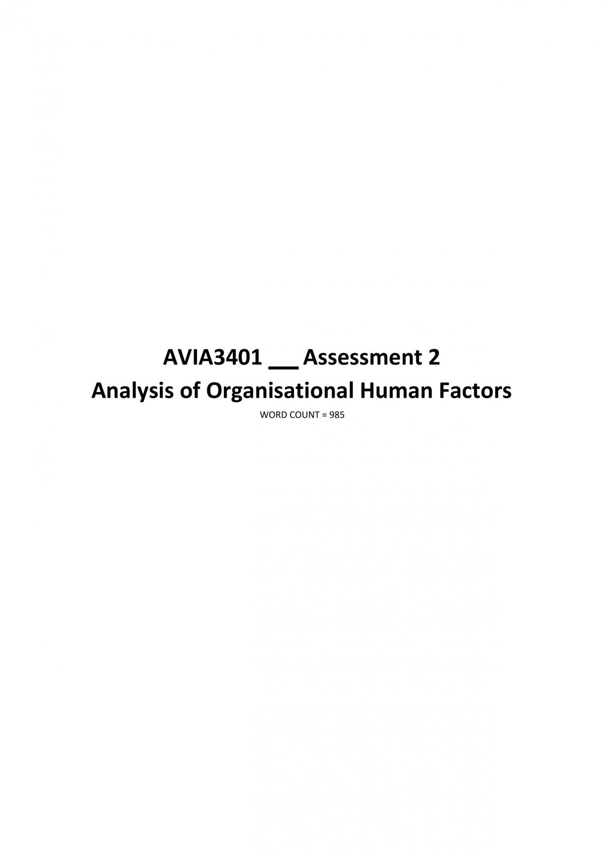 Analysis of Organisational Human Factors - Page 1