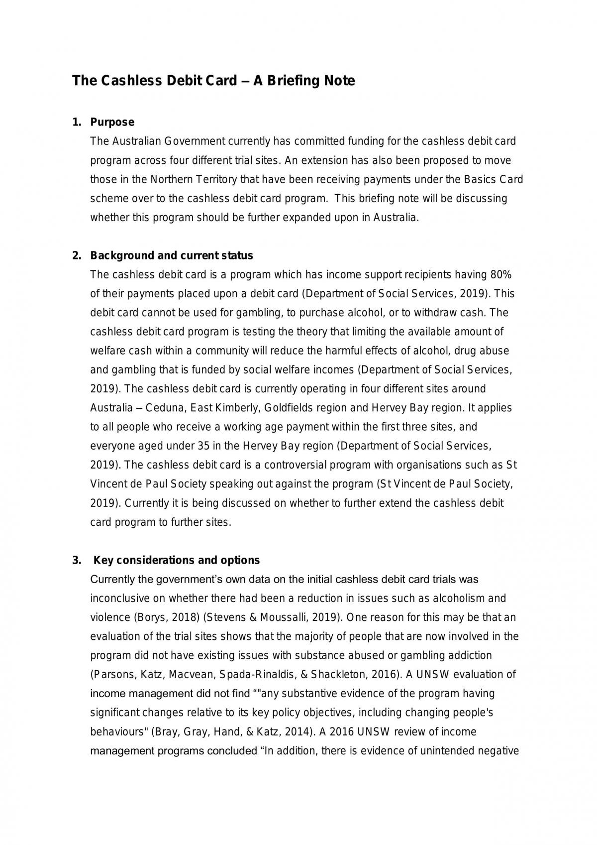 Policy Analysis and Briefing Note - Page 1