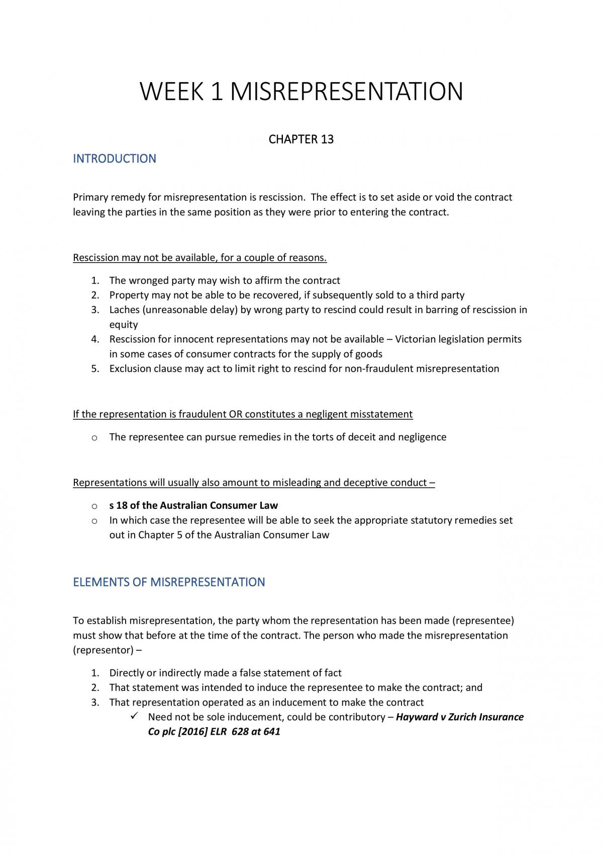 LAW2CTB Misrep Notes - Page 1