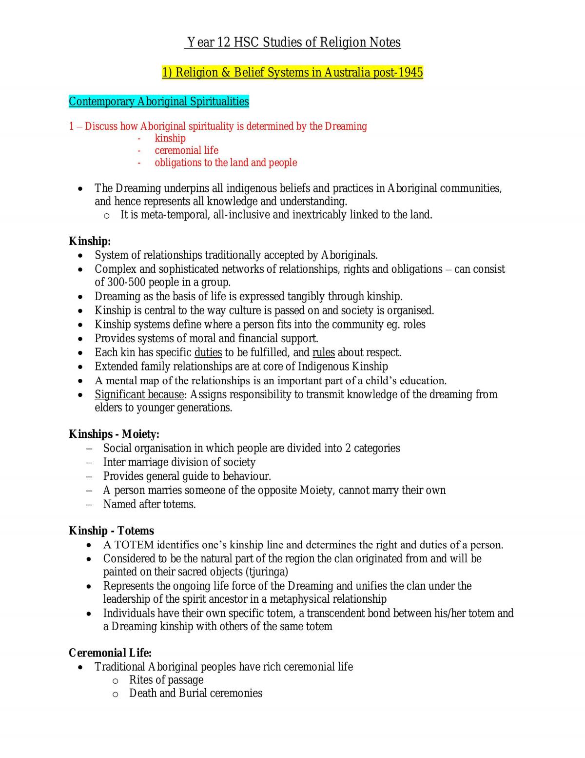 Common Topic 1: Religion Post-1945 Notes - Page 1