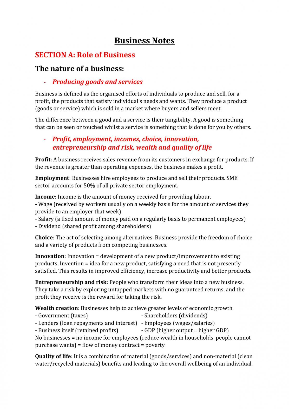 Business Notes Preliminary - Page 1