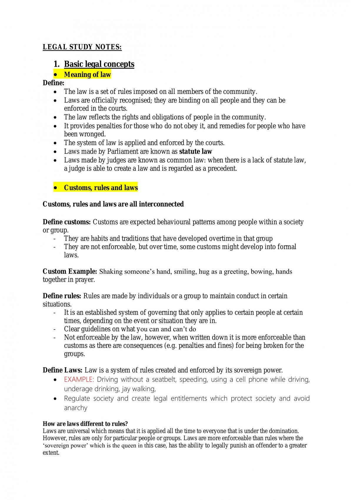 Complete study notes yr 11 - Page 1