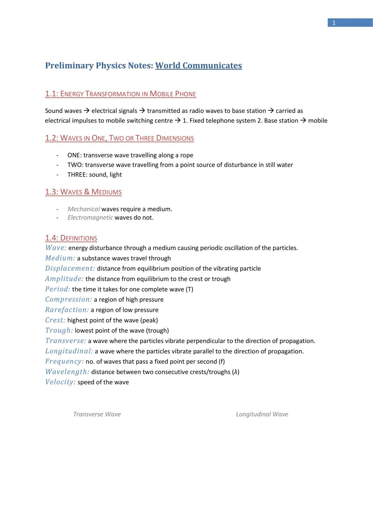 Prelim Physics Notes for 3 modules. - Page 1