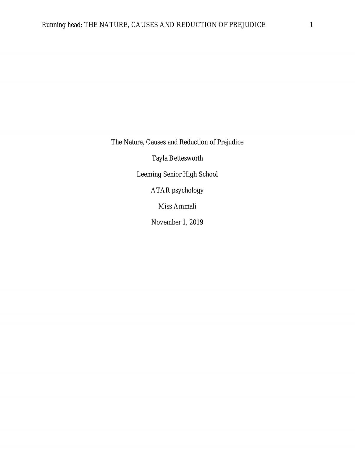 Prejudice Report  - Page 1