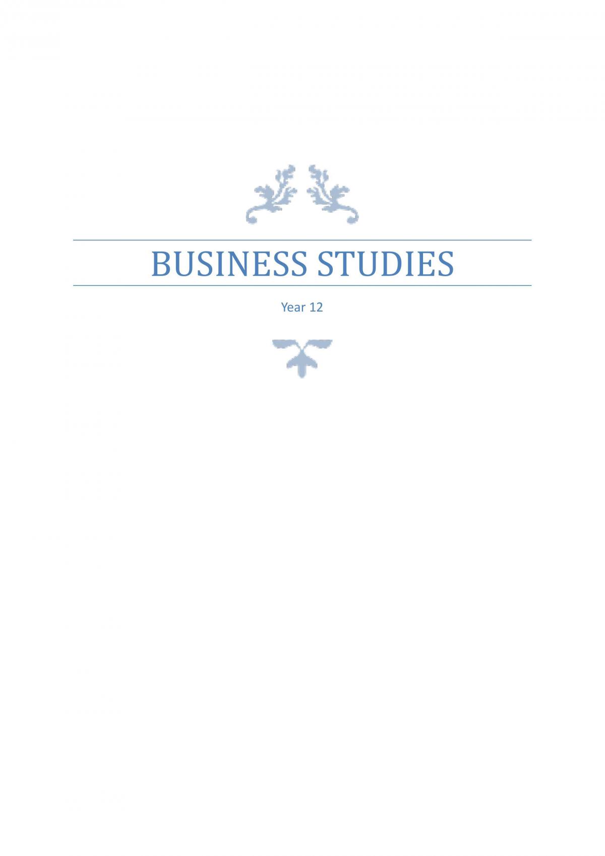 Business Studies Complete Course Notes - Page 1