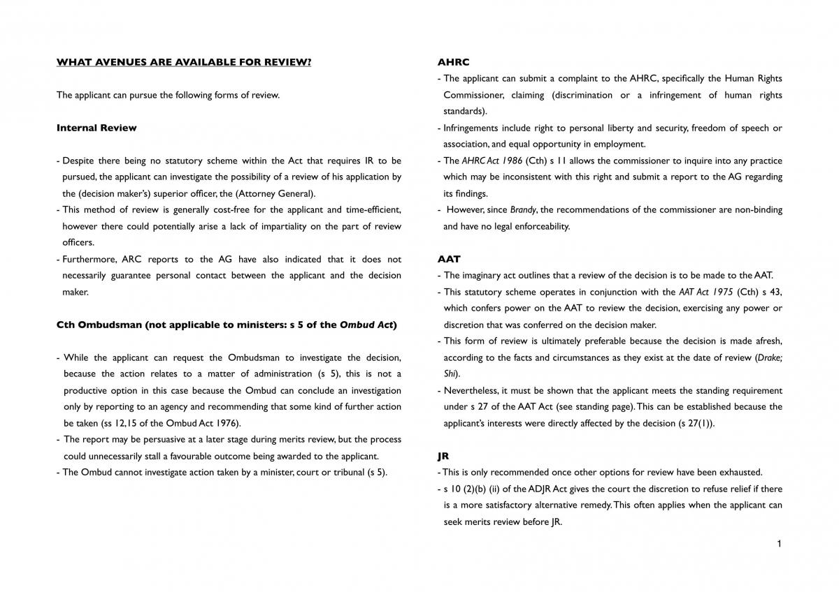 Condensed Summary - Page 1