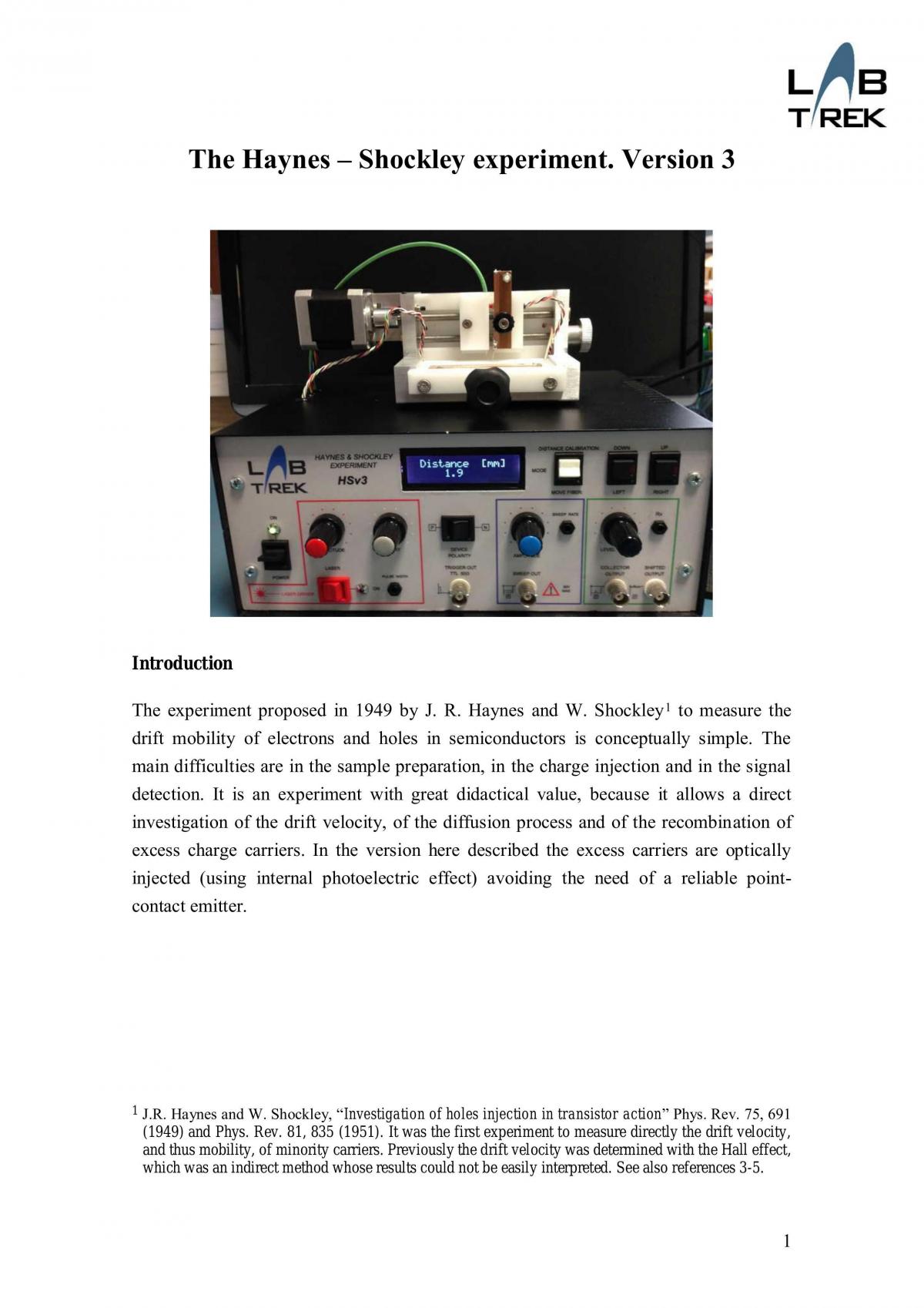 Haynes Shockley experiment - Page 1