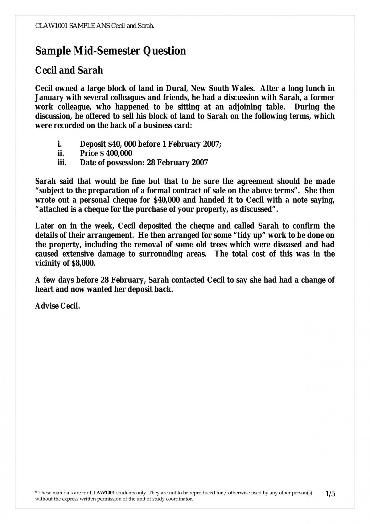 Full sample answer for Cecil and Sarah - Page 1