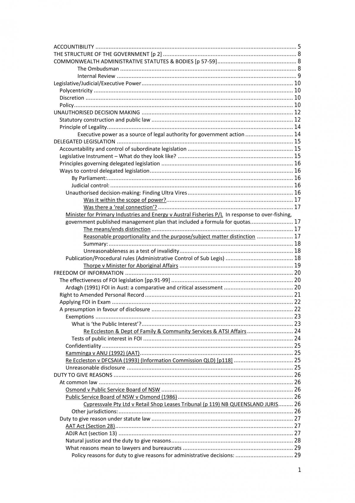 LAWS1160 Admin final notes - Page 1