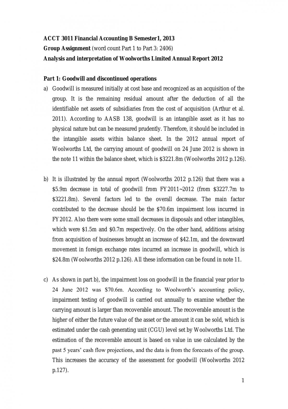 ACCT3011 group assignment D - Page 1