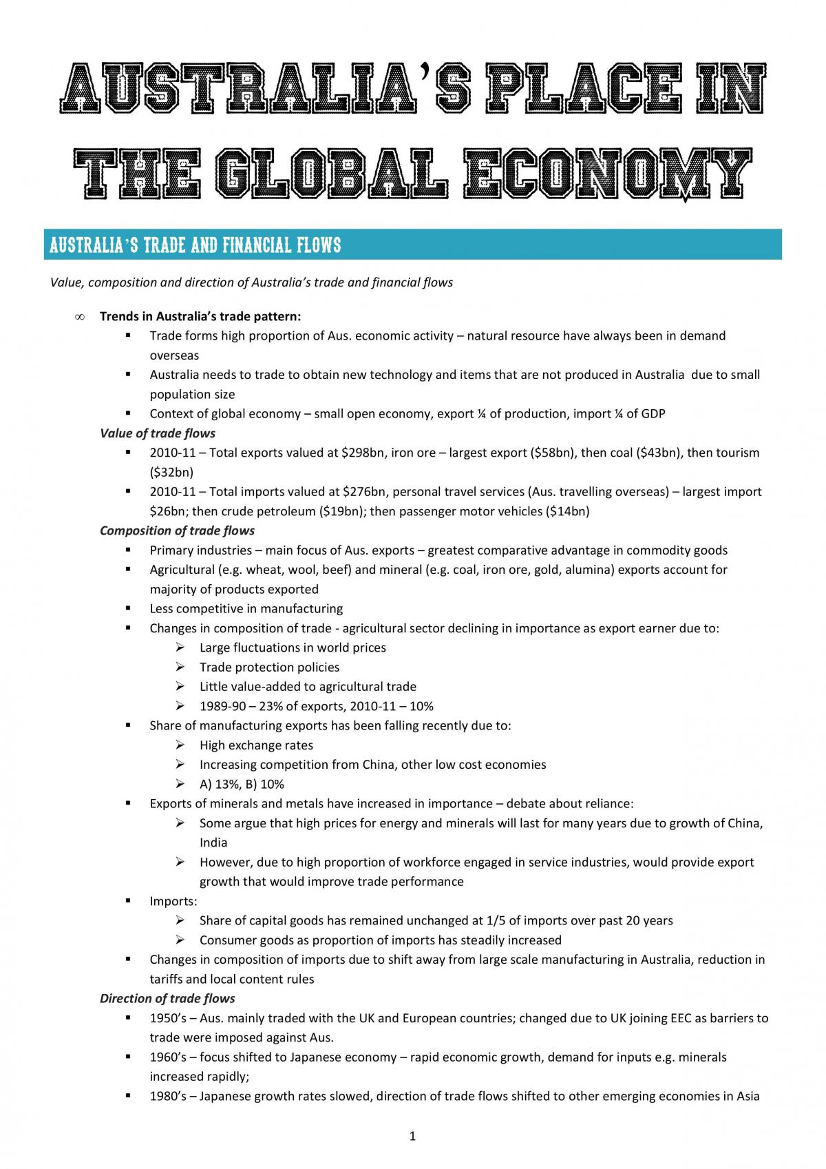 Economics Study Notes Topic 1 - Page 1