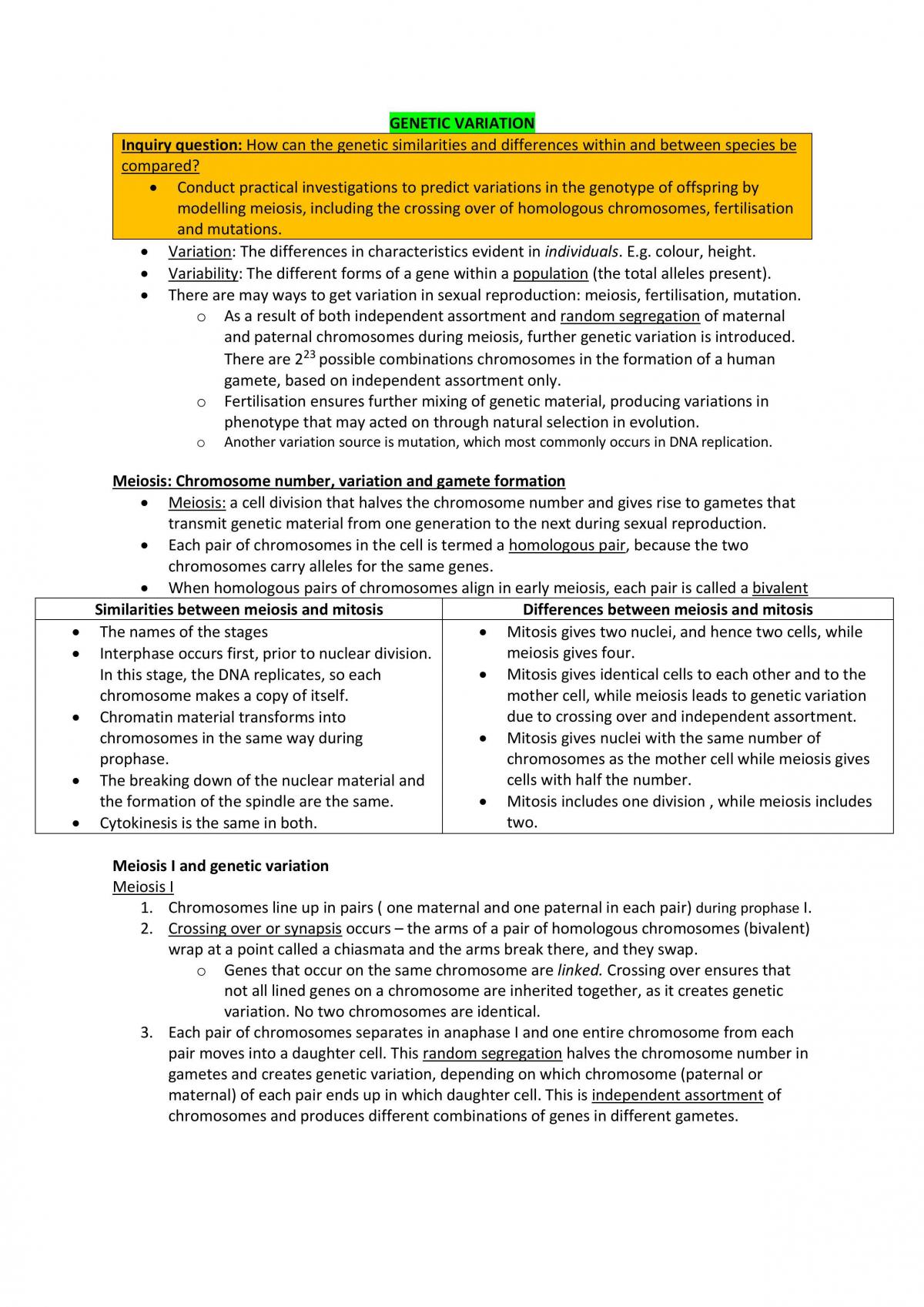 Genetic Variation - Mod 5 - Page 1