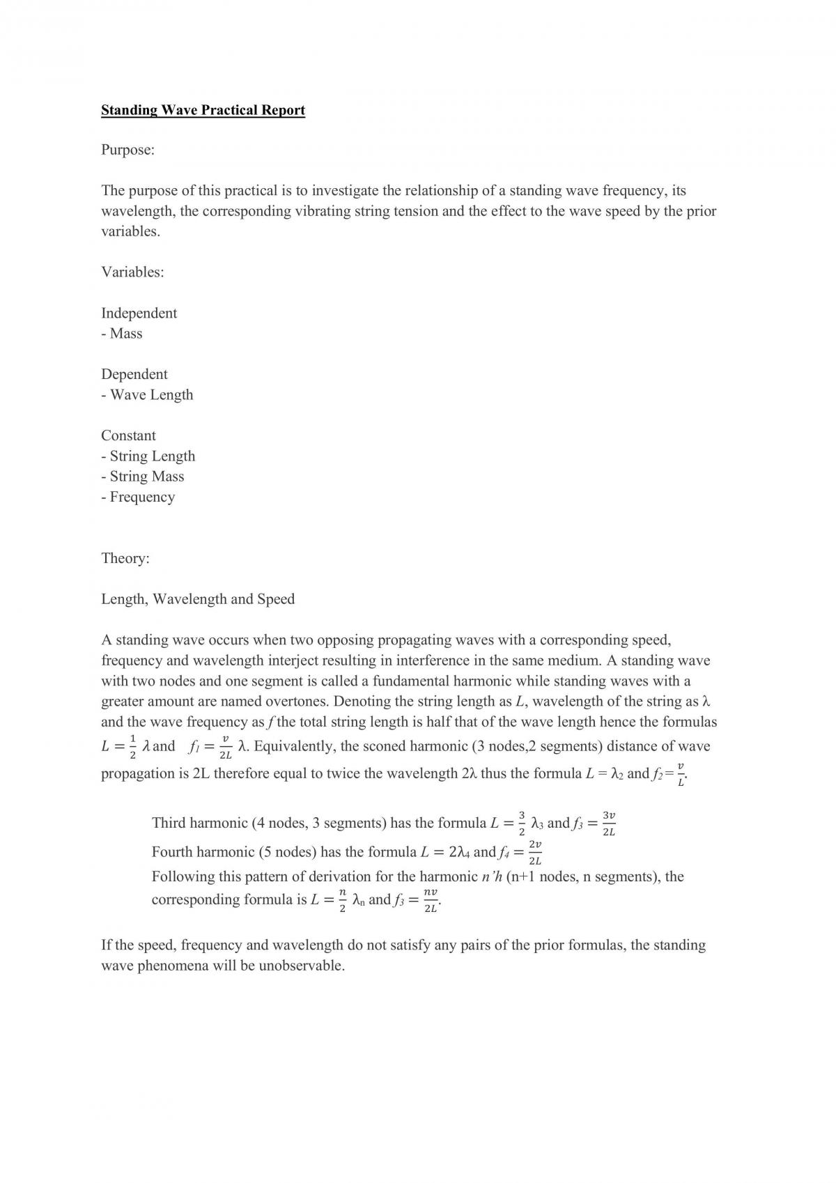 Standing Wave Practical Report - Page 1