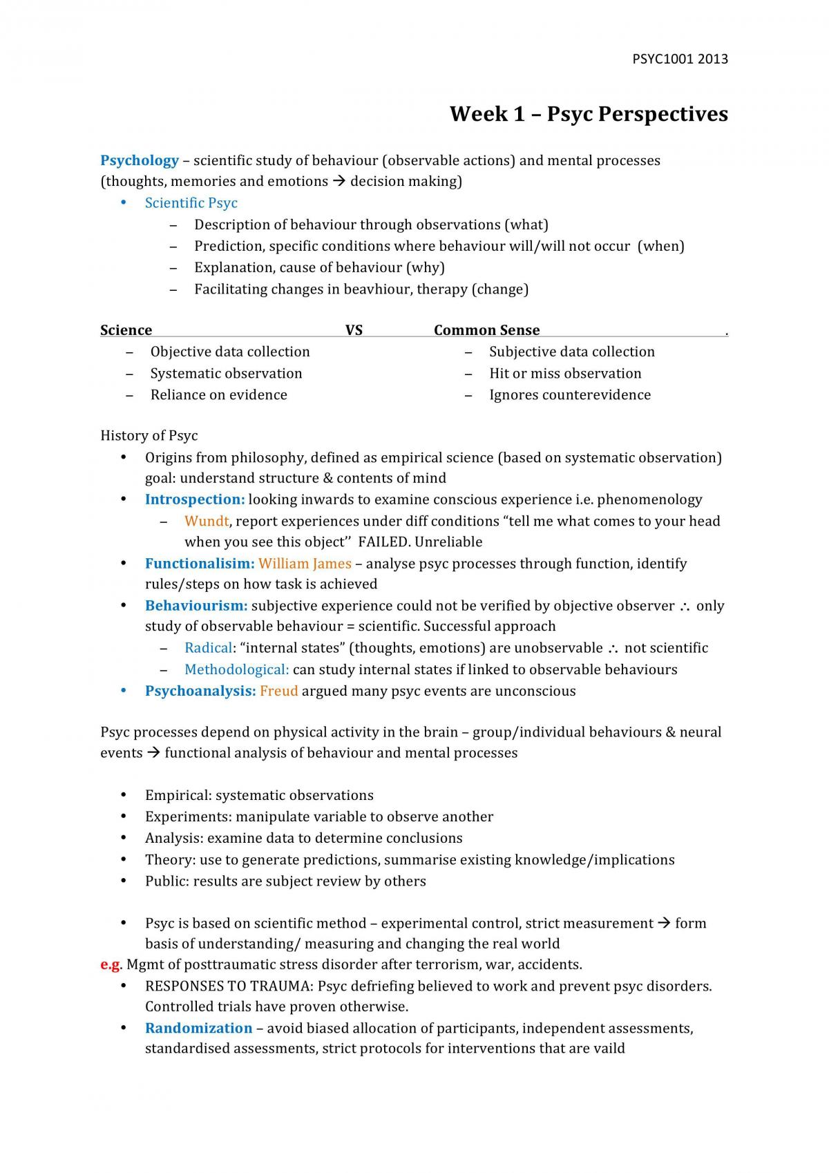 PSYC1001  - Page 1
