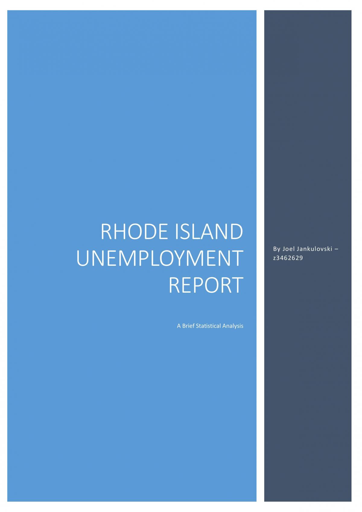 ACTL2131 2014 Assignment; Statistical Analysis of Unemployment Figures - Page 1