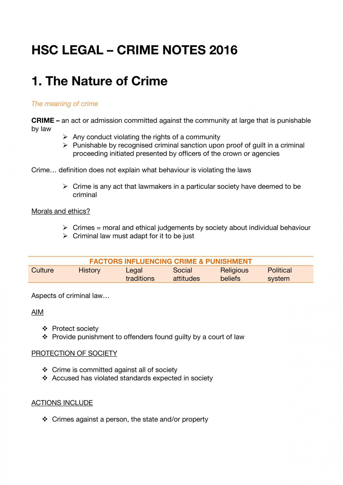 legal studies crime essays