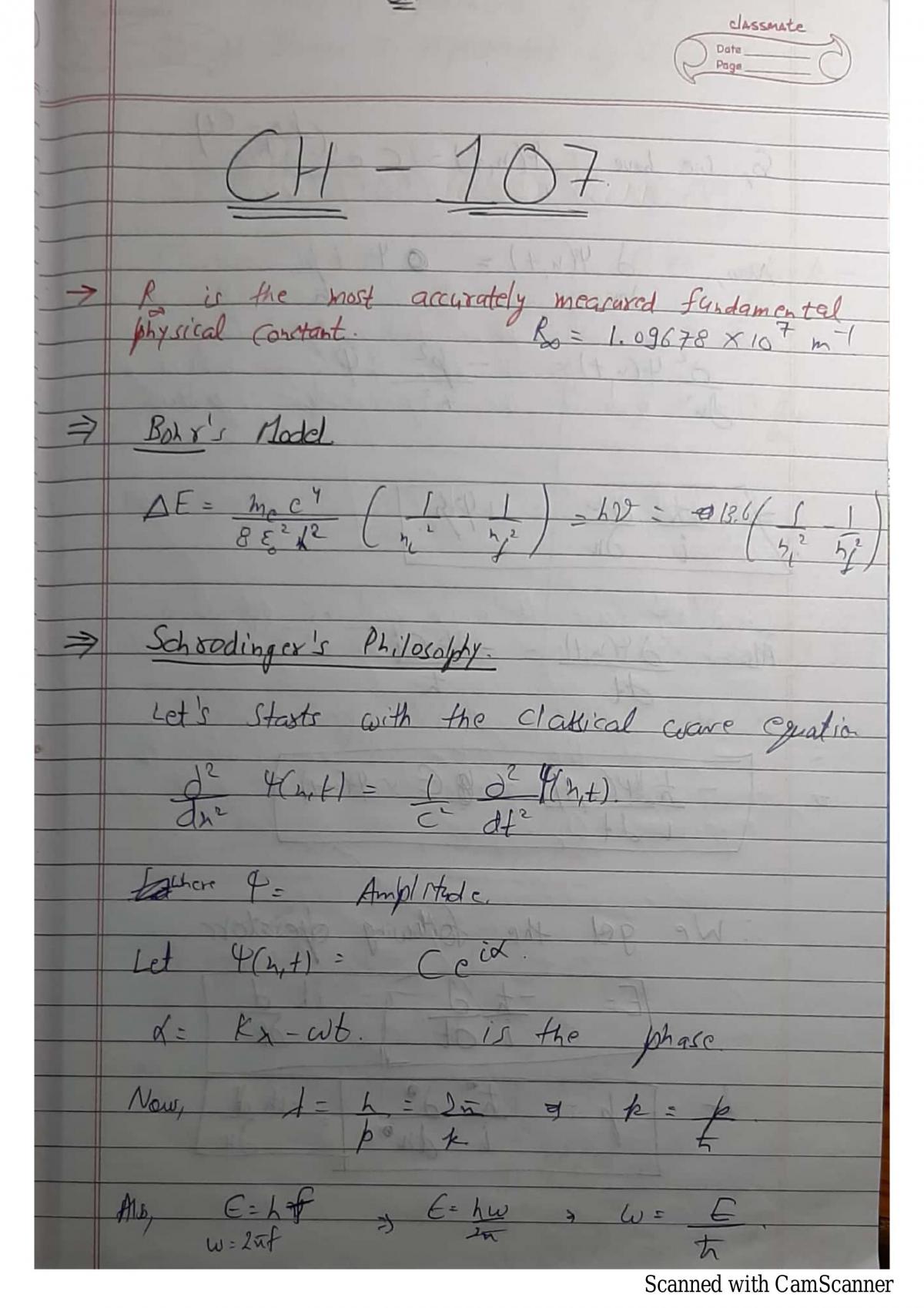 CH-107 Physical Chemistry - Page 1