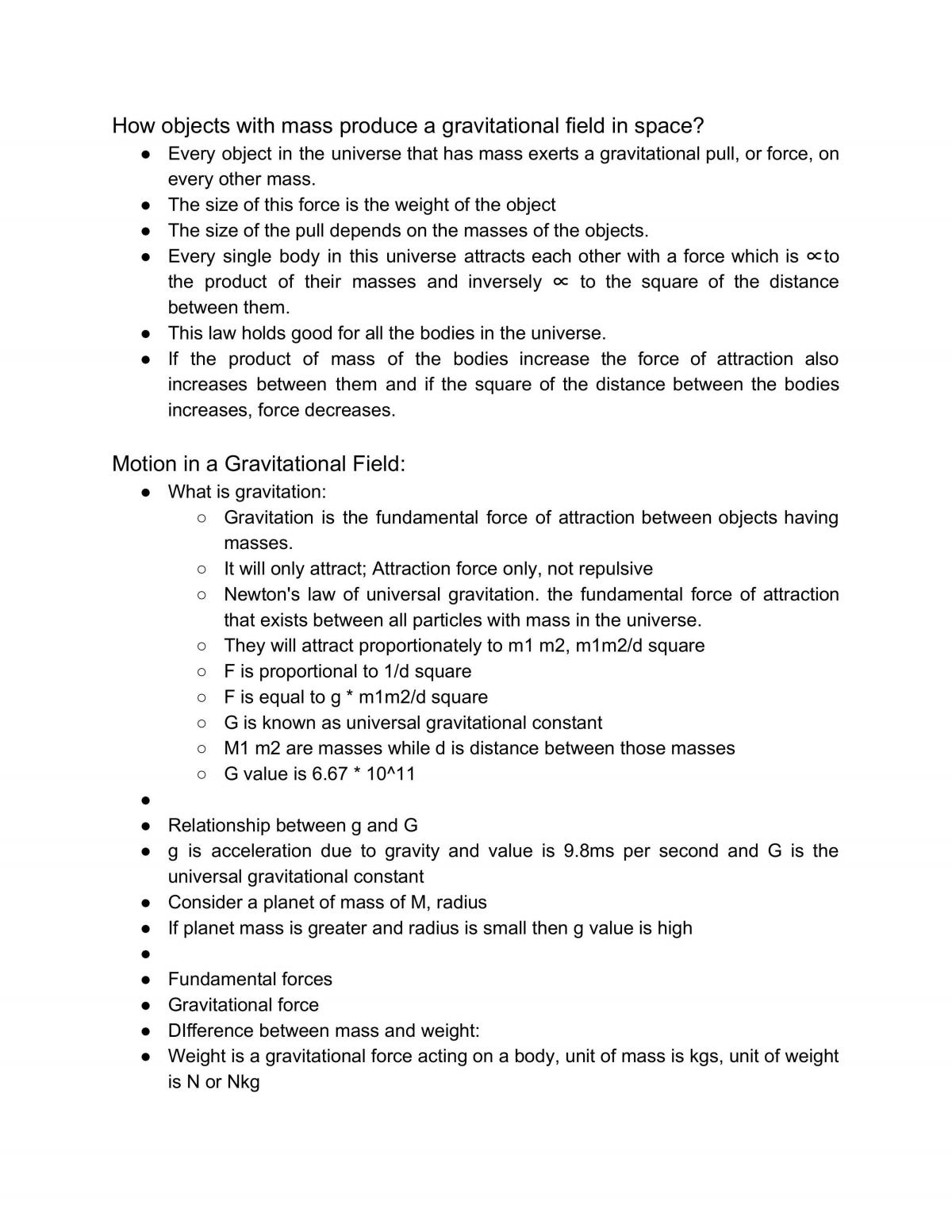 Notes for Semester 1 Physics - Page 1