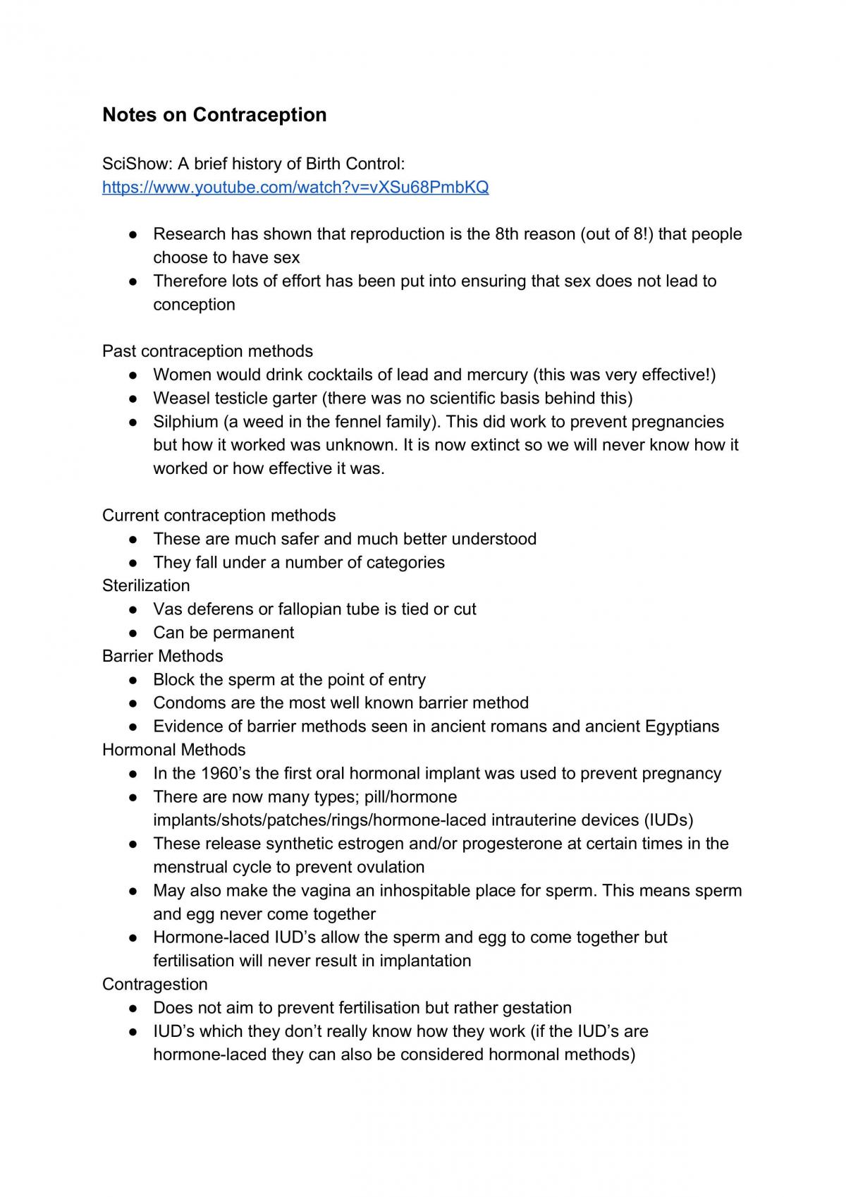 Test Preparation Notes for Unit 2 Human Biology - Page 1