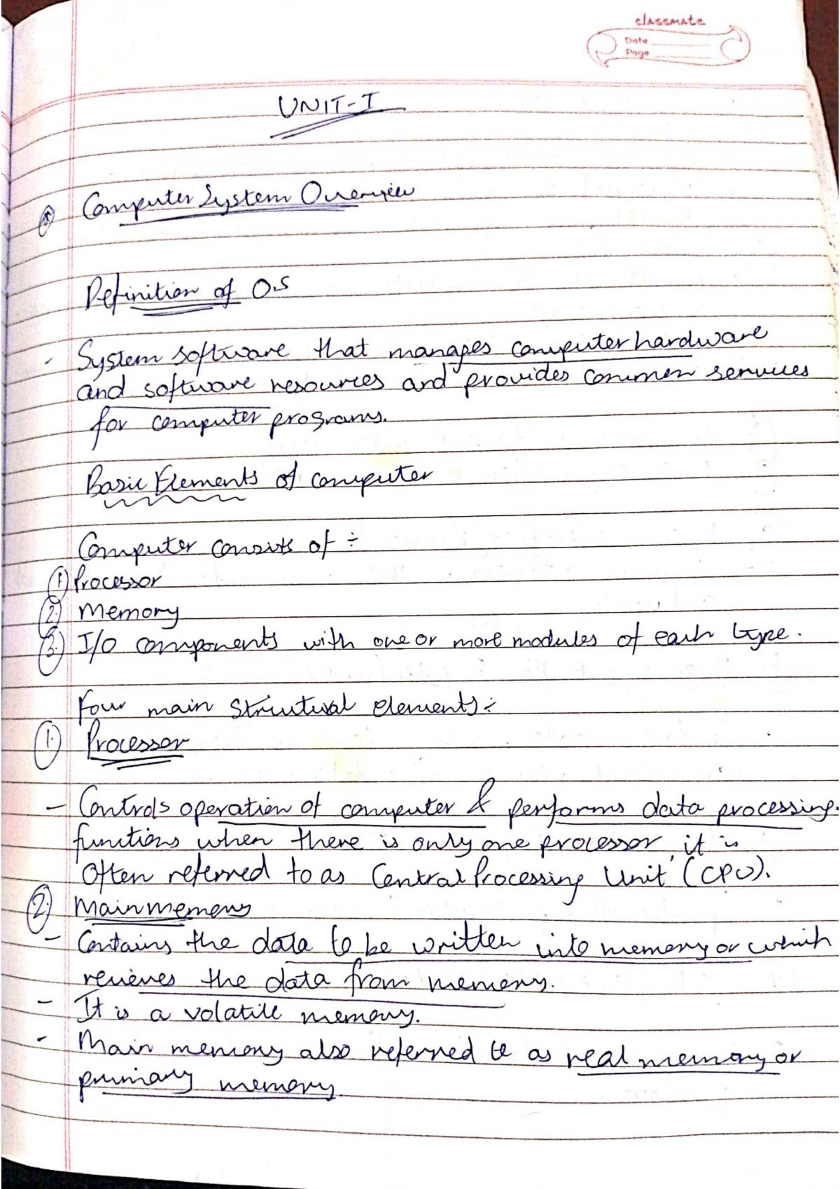 Operating Systems (15CS302J) (UNIT 1,2,3) - Page 1
