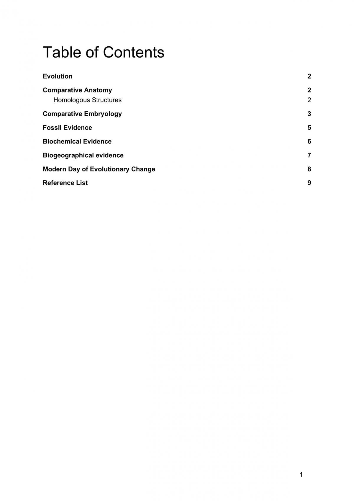 Evidence of Evolution by Natural Selection - Page 1