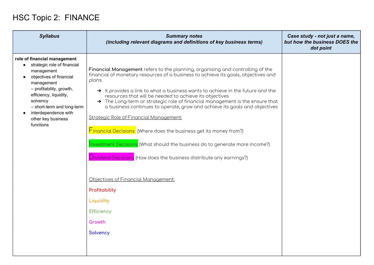Finance Study Notes - Page 1